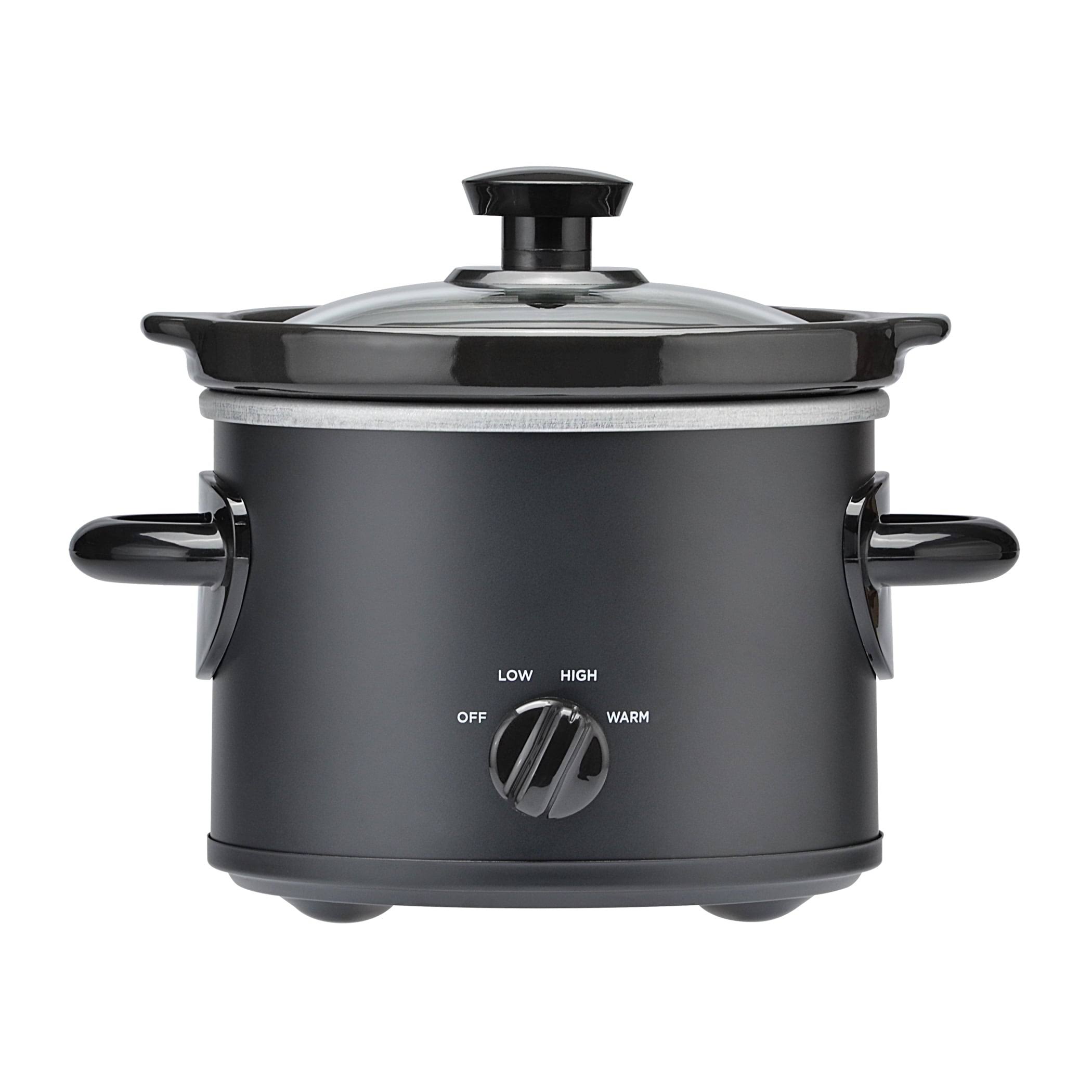 Mainstays 2 qt Slow Cooker, Matte Black Finish, Removeable Stoneware P