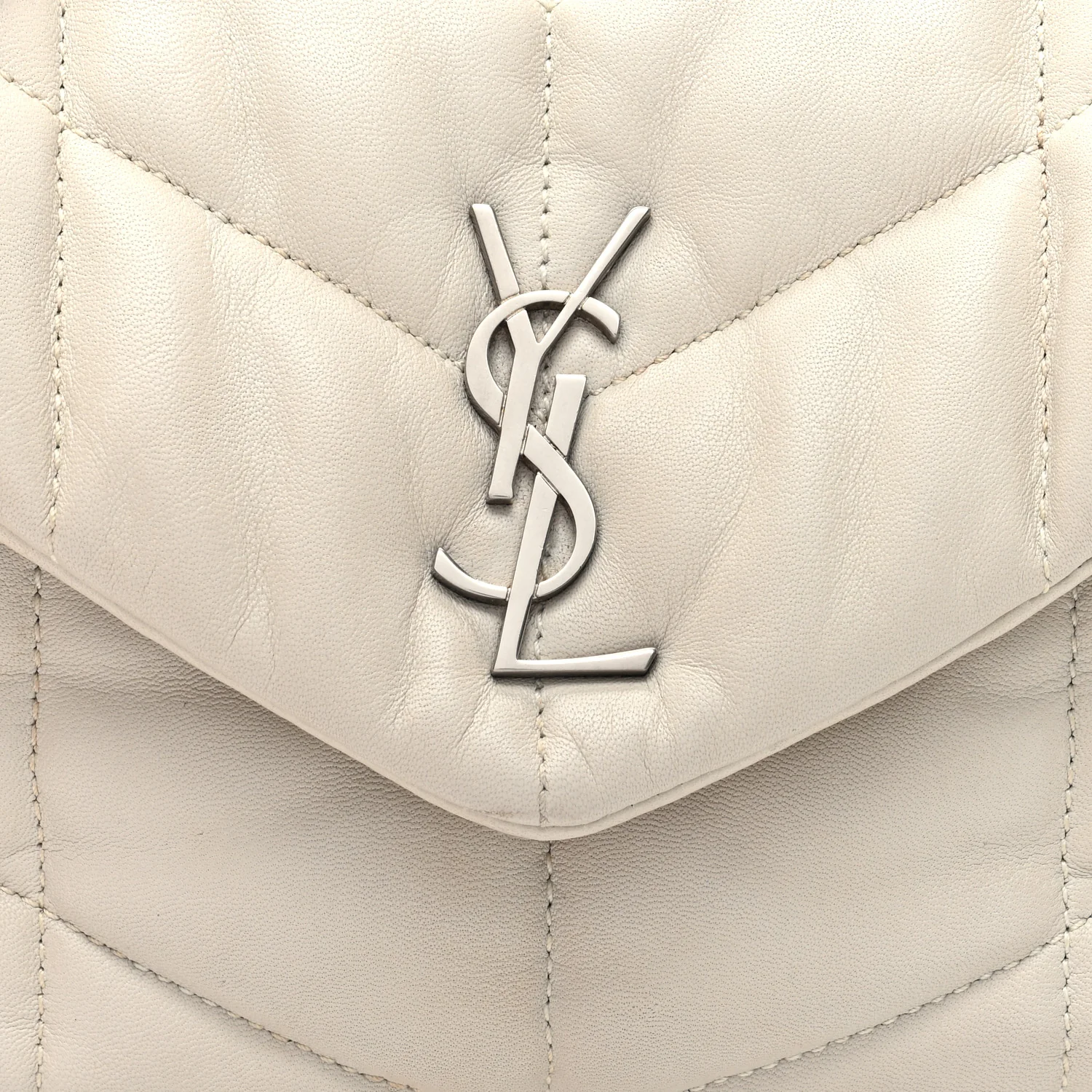 Lambskin Quilted Toy Loulou Puffer Monogram Chain Satchel Crema Soft