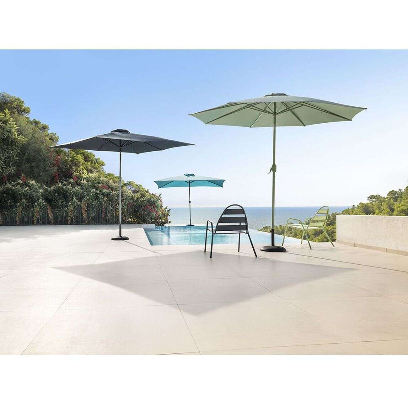 Parasol centré rectangle TIAGO taupe