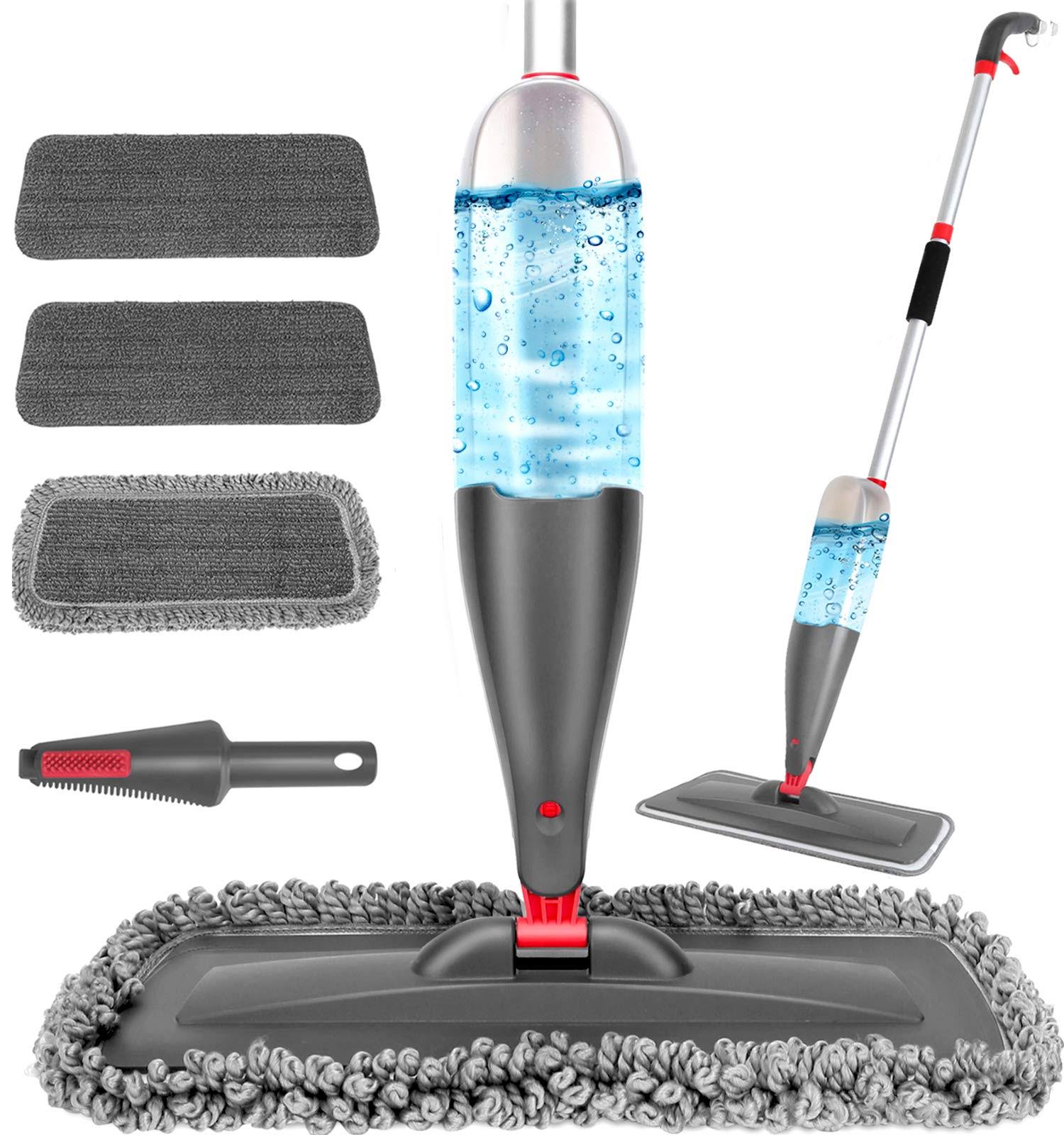 CLDREAM Spray Mop for Floor Cleaning with 3pcs Washable Pads - Wet Dry Microfiber Mop with 800 ml Refillable Bottle for Kitchen Wood Floor Hardwood