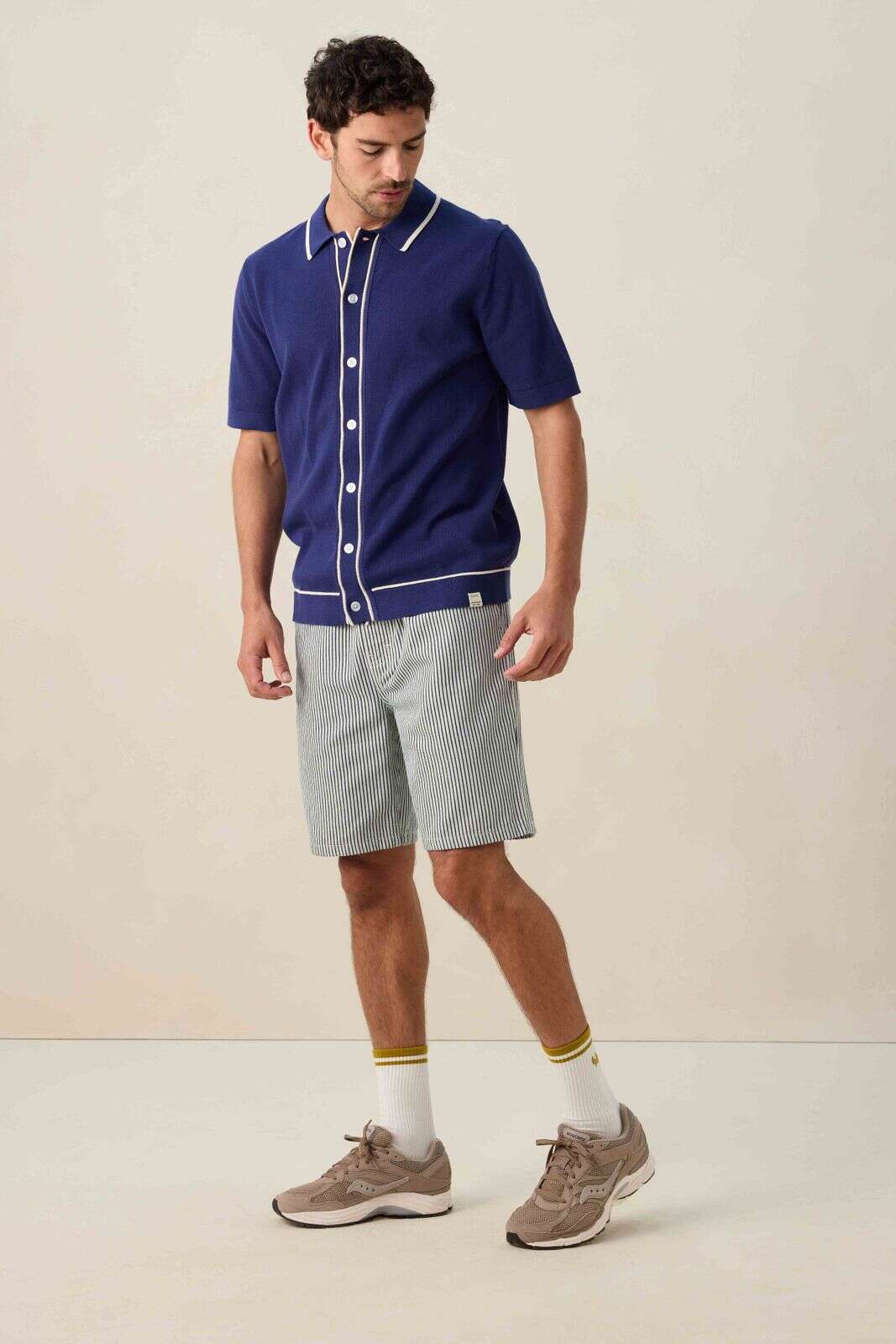 Donkerblauwe gebreide polo