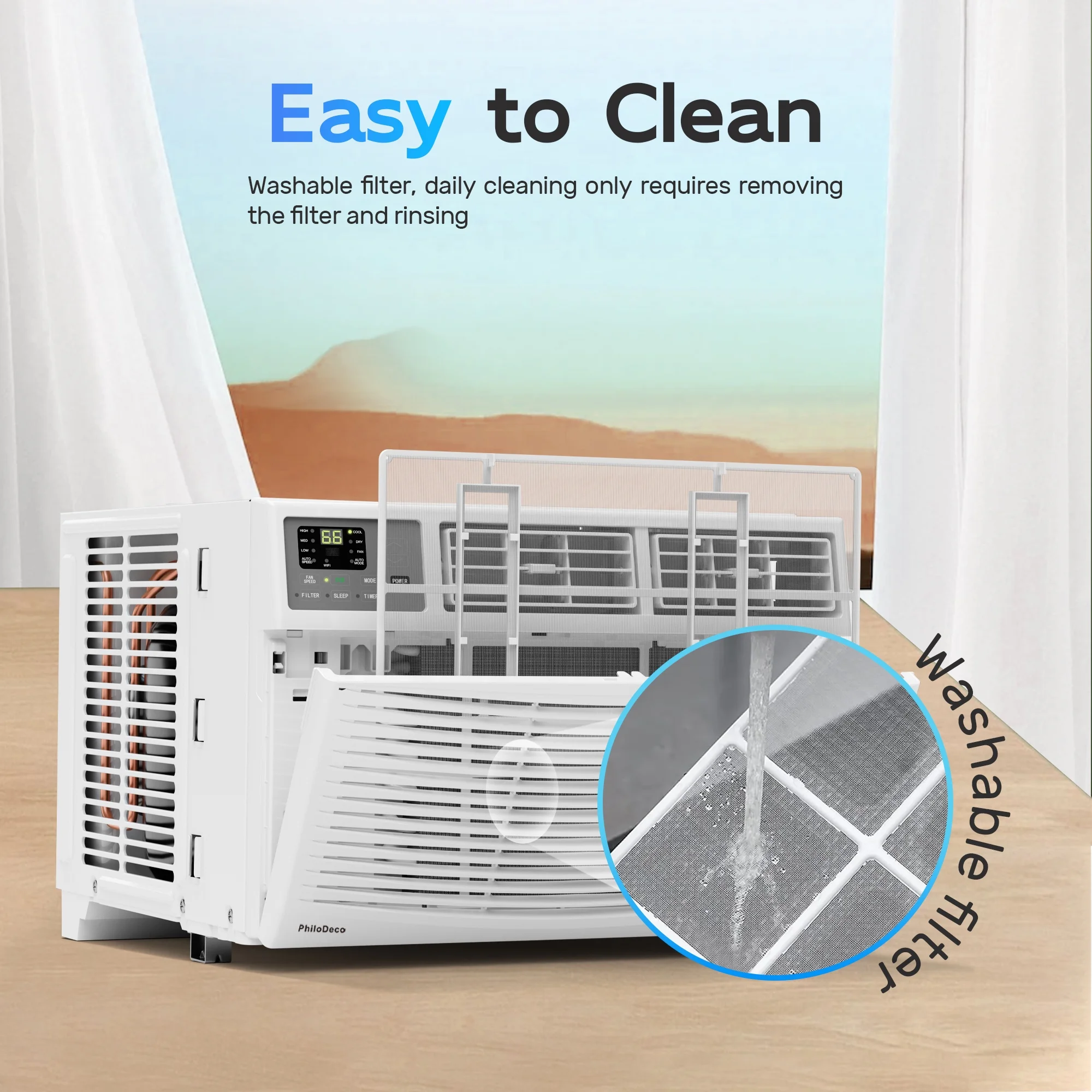 Window Air Conditioner 8000 BTU 350 Sq. Ft. Intelligent, LED Display Screen, with Remote Control, Ac Can Be Used As a Dehumidifier/Fan, Operates Quietly, Energy - Saving. Timer/Sleep and ECO