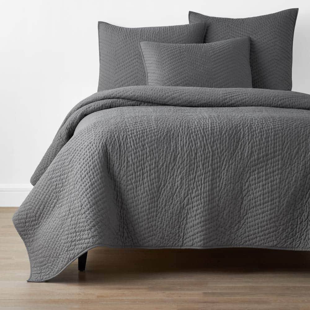 The Company Store Company Graphite Solid Full/Queen Cotton Quilt Grey