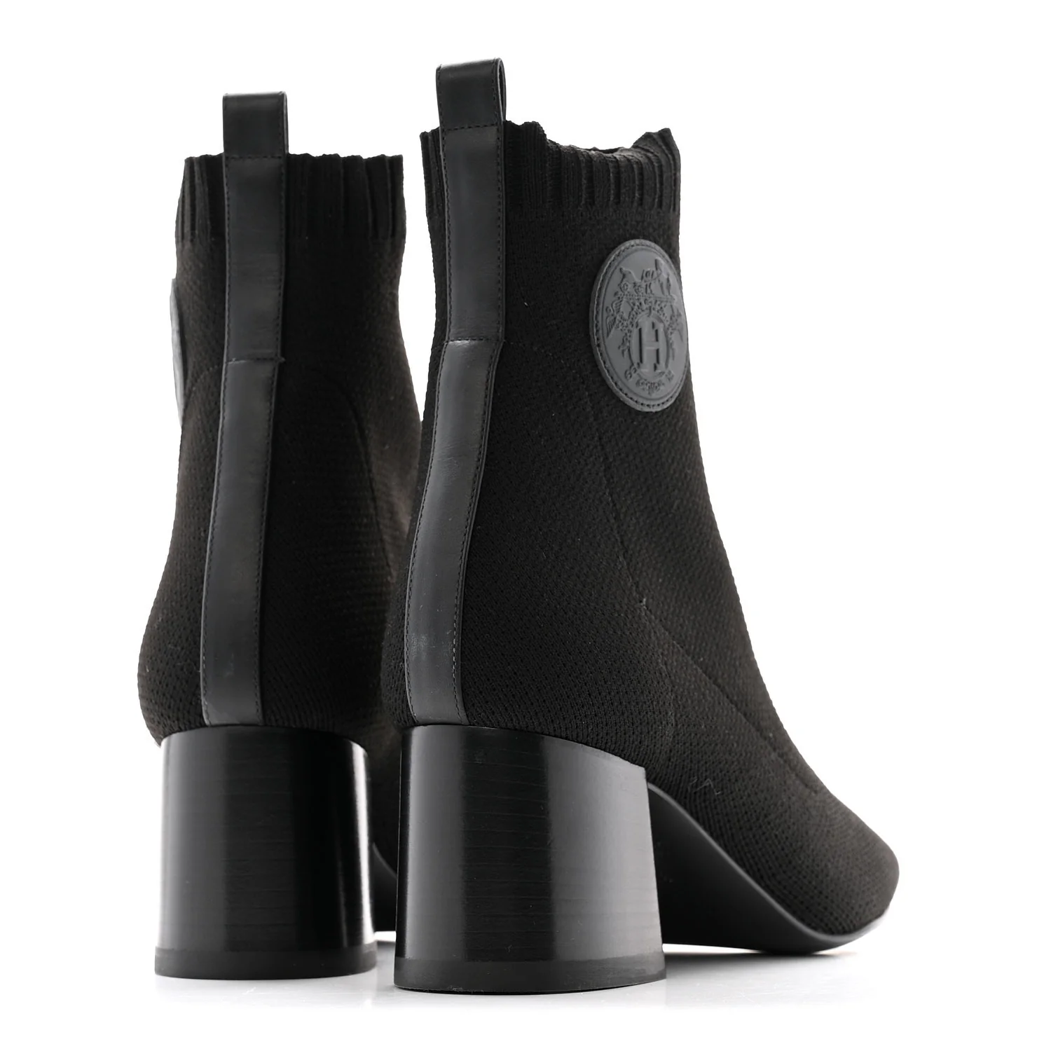 Knit Calfskin Volver 60 Ankle Boots 37 Black