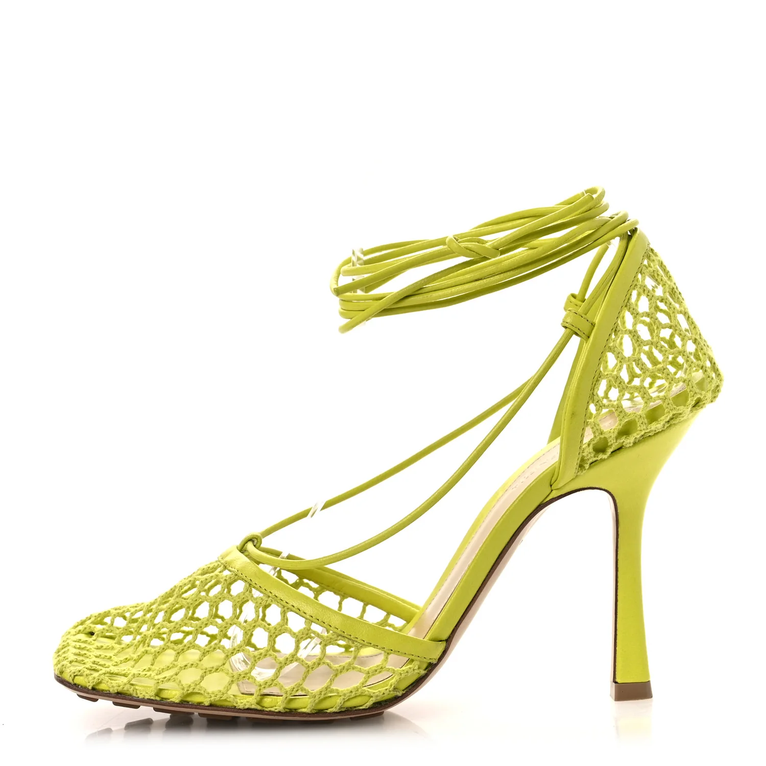 Mesh Nappa Stretch Ankle Tie Sandals 39 Kiwi