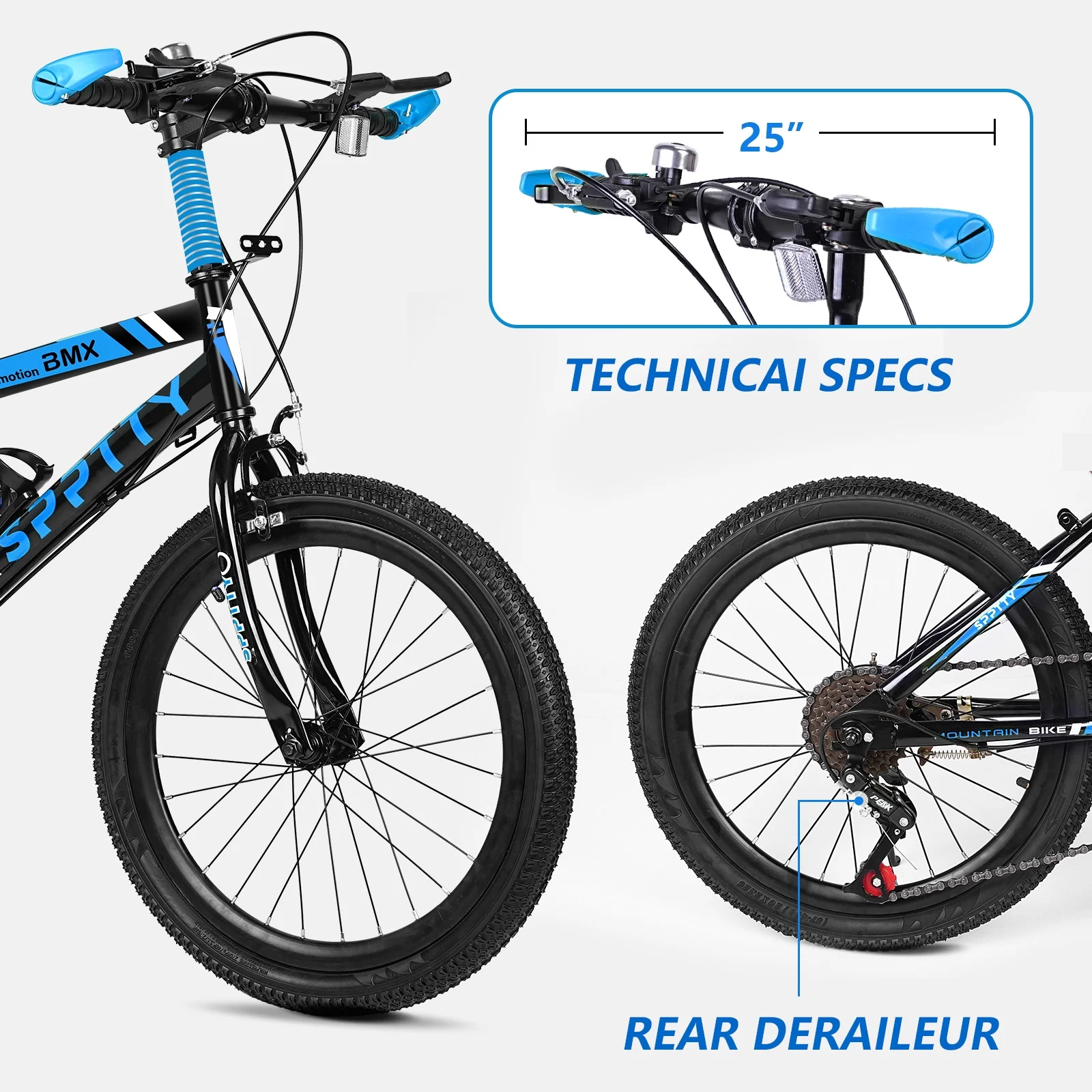 20-24 inch Bike,6-Speed Mountain Bike for Men Women Boys Girls,Comfort Saddle,Blue(Blue/20") - Image 4