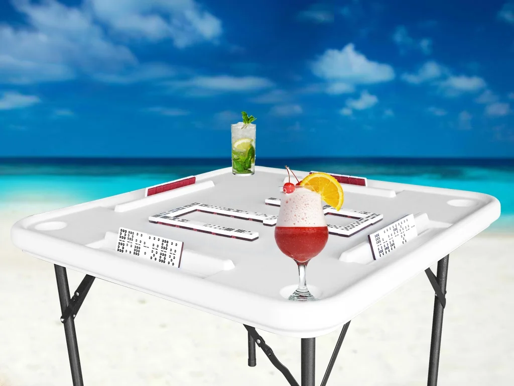 Bene Casa Foldable Domino Table with Built - in Drink Holders, 38