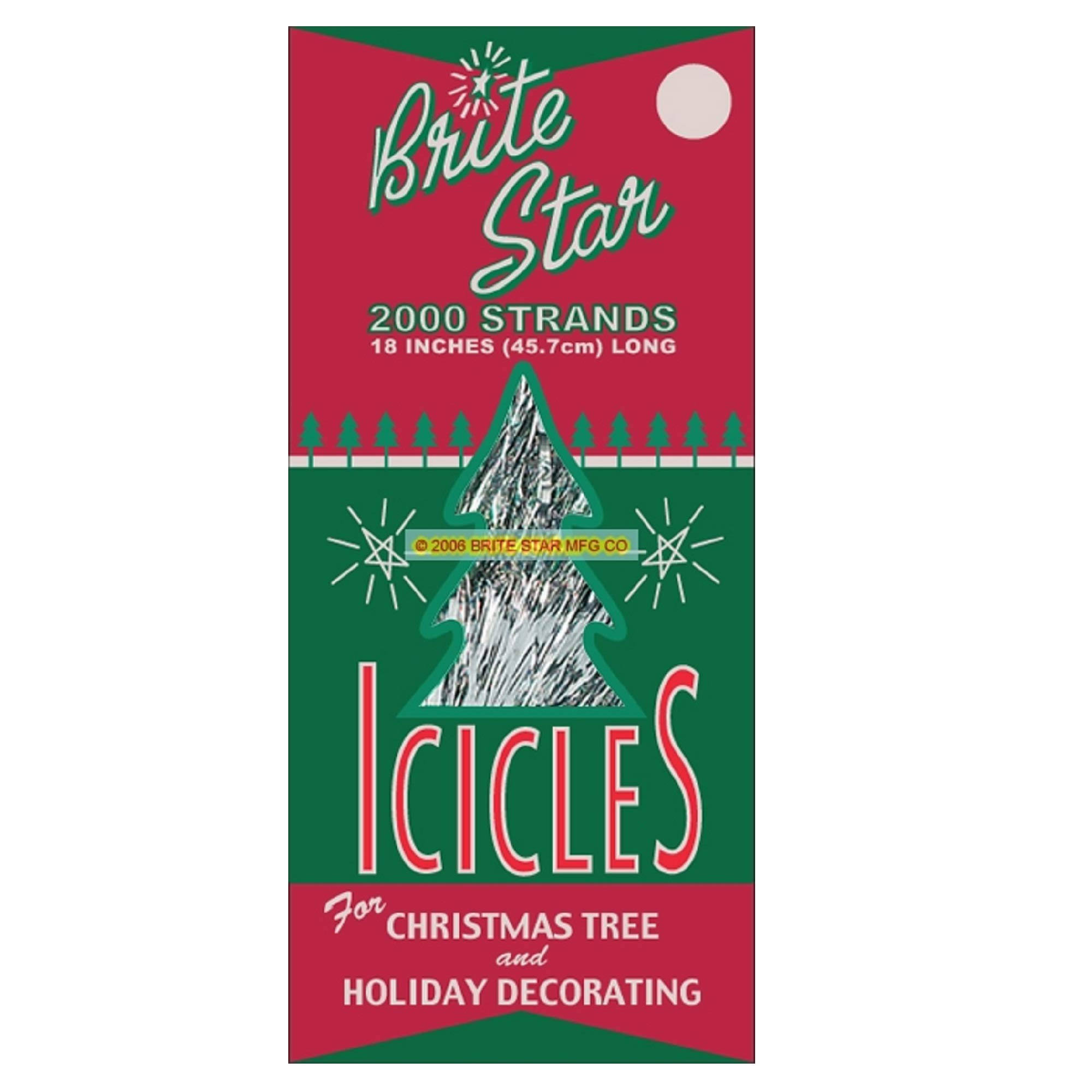 Brite Star 2000 Strands Icicles Tinsel Silver Christmas Tree 18