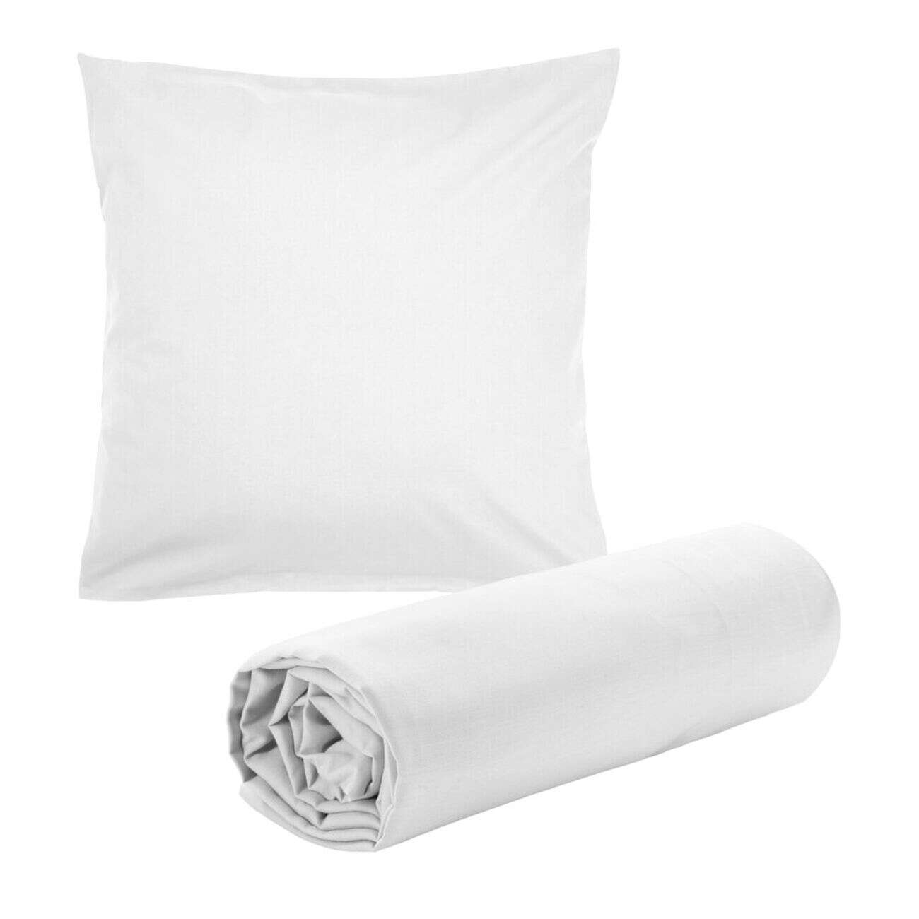 Drap housse 90x190cm avec 1 taie oreiller 63x63cm uni (3 modèles)