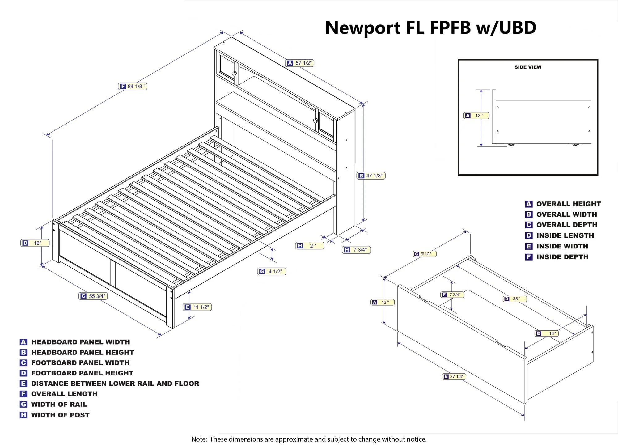 AFI Newport Full Solid Wood Platform Bed with Footboard 2 Storage Drawers in White Image 8