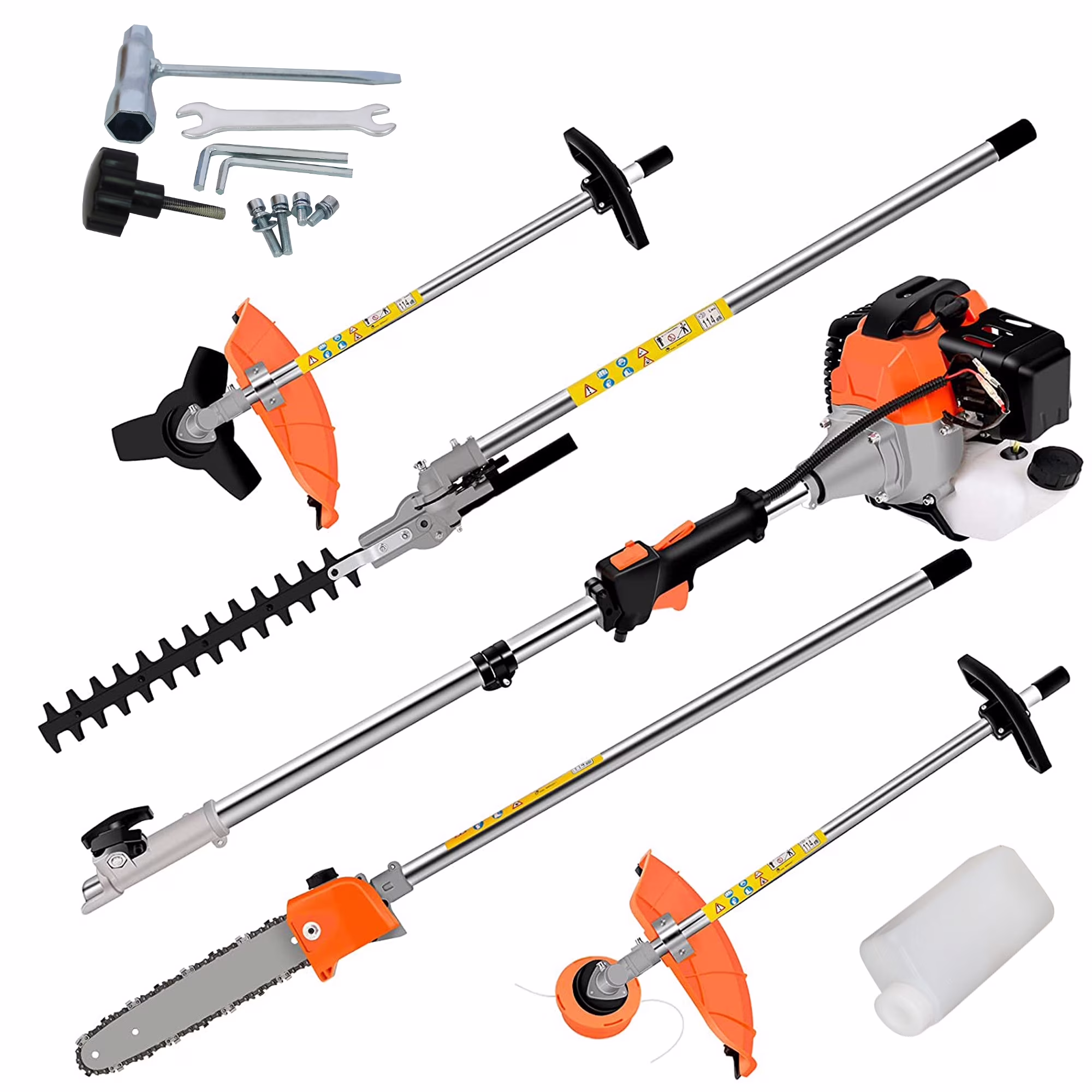 10-in-1 Grass Trimmer Weed Eater Combos, 52CC 2-Cycle Full Crank Shaft Gas Powered Weed Eater with Gas Pole Saw, Hedge Trimmer and Brush Cutter, Grass Trimming Tool for Garden, Lawn Care(55CC/10-in-1) - Image 3
