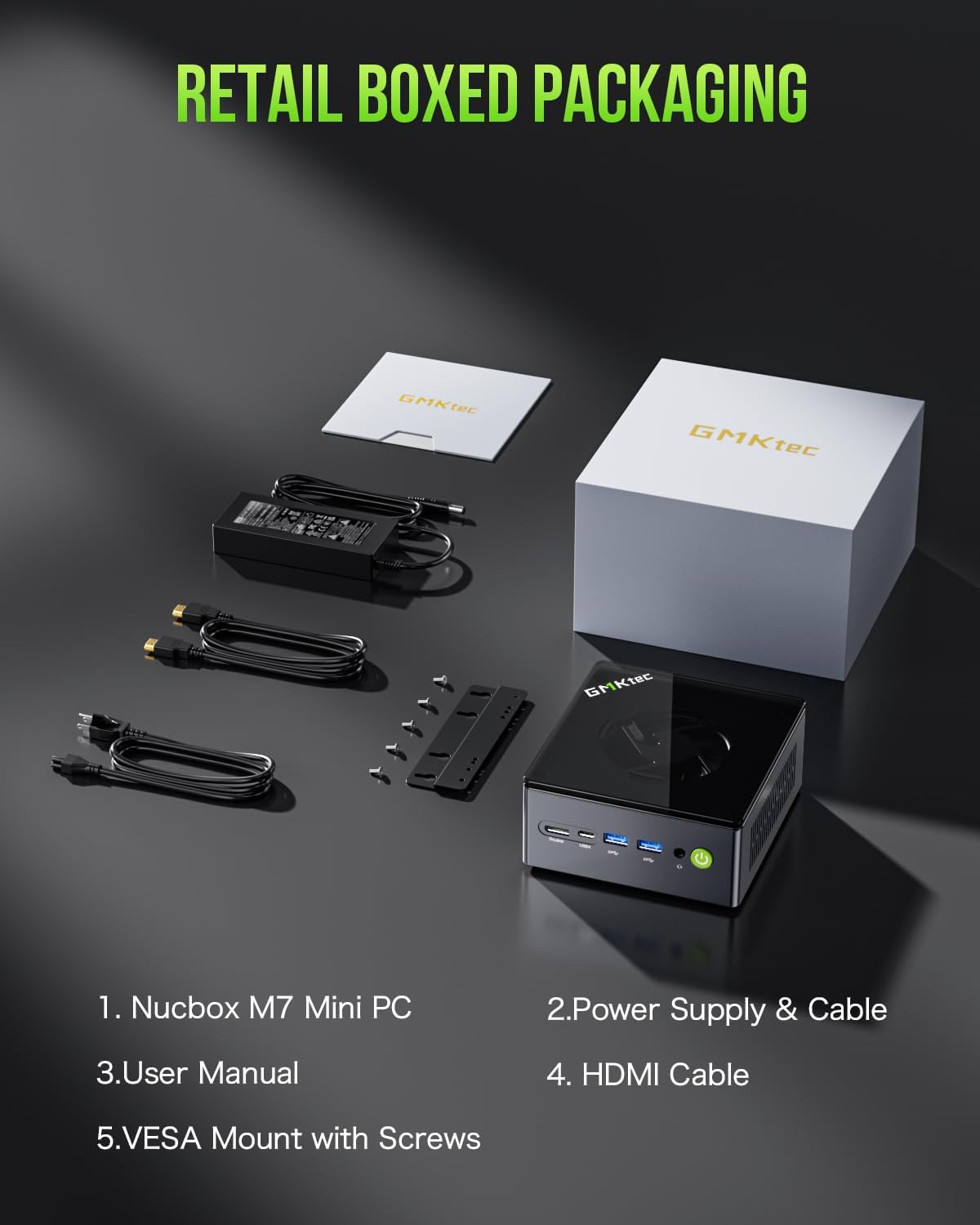 GMKtec Mini PC Gaming  M7 AMD Ryzen 7 PRO 6850H (8C/16T 4.70Ghz) Dual NIC LAN 2.5G Desktop Computer  32GB DDR5 RAM + 512GB Hard Drive PCle SSD  Dual USB4  HDMI 2.1  USB-C