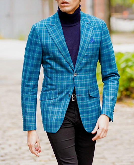 Blazer à carreaux quotidien, col à revers et poches, à simple boutonnage
