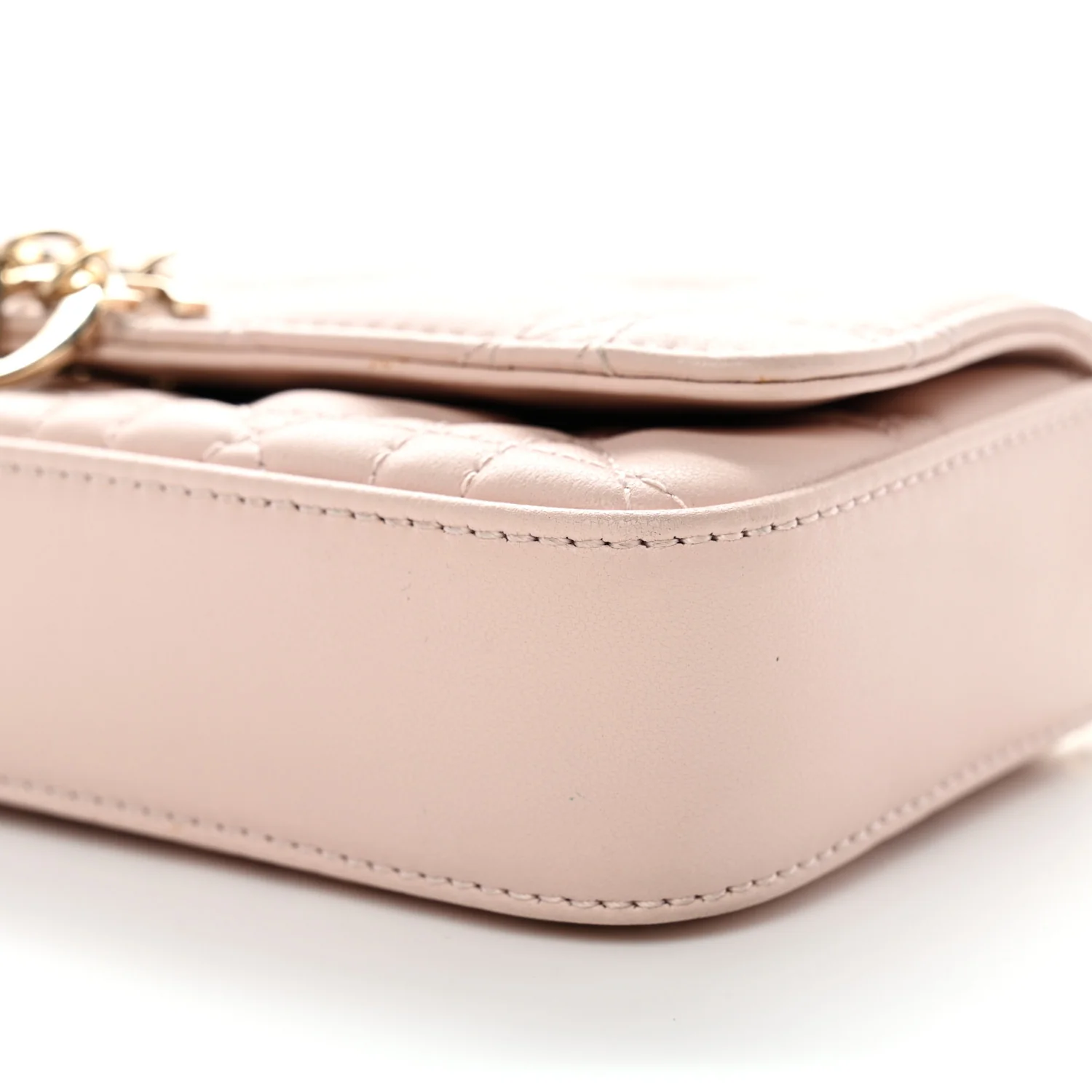 Lambskin Cannage Dior Talk Phone Pouch Rose Poudre