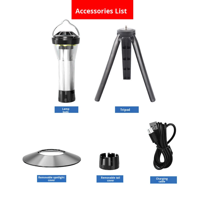 Multifunctional Hanging Tent Light LED Charging Rechargeable Stand Long Battery Life Emergency Lighting for Outdoor Camping