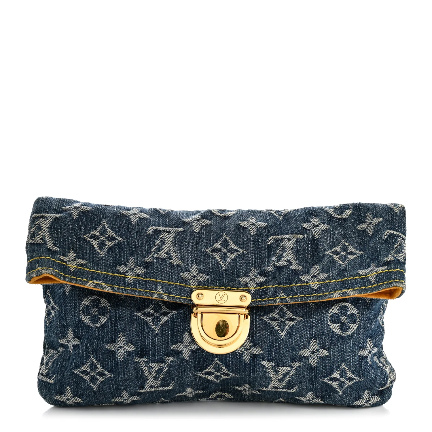 Monogram Denim Pochette Plat Clutch Blue