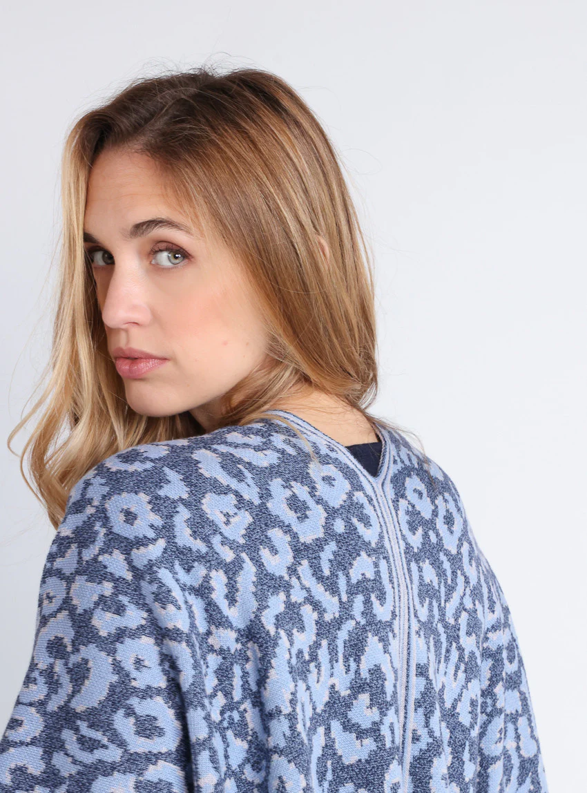 Étole femme en laine bleu