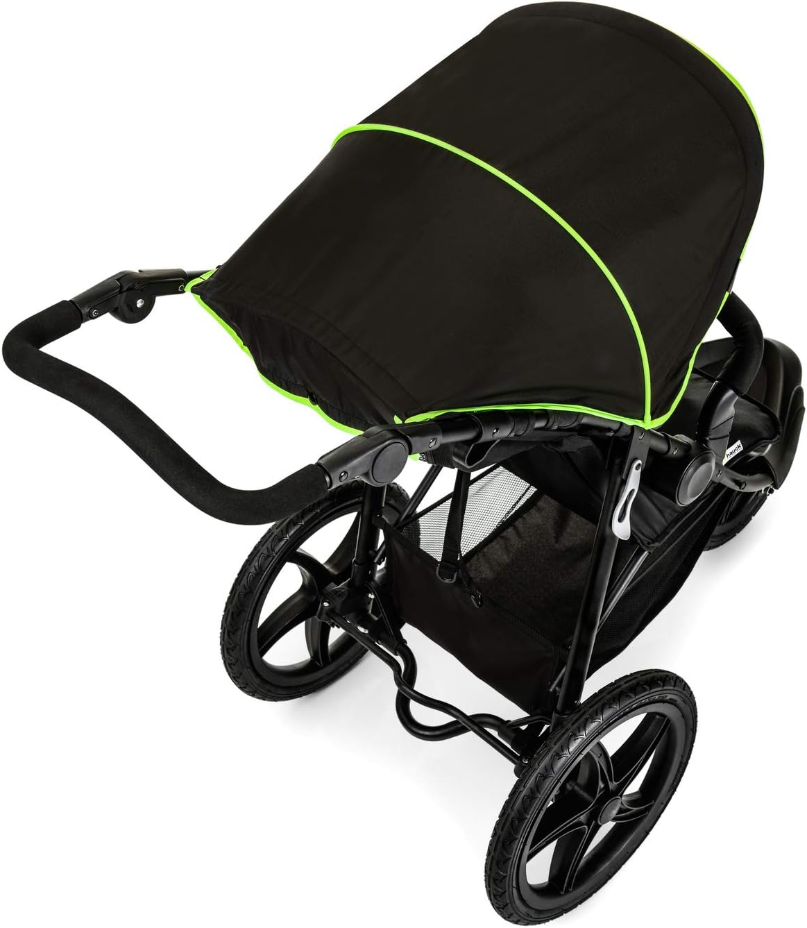Hauck Runner, Silla de Paseo avec 3 Ruedas Neumaticas, depuis le Nacimiento jusqu'à 25kg, Compacto, Carrito Plegable Bebe, Ruedas Giratorias XL avec Camara de Aire, Capota UV 50+, Negro/Amarillo Neón