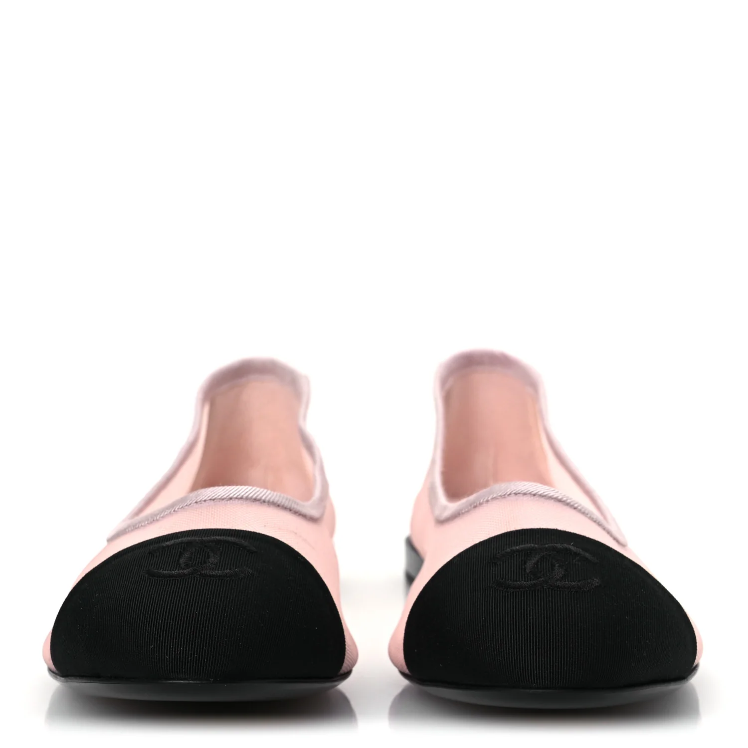 Mesh Grosgrain CC Ballerina Flats 39.5 Pink Black