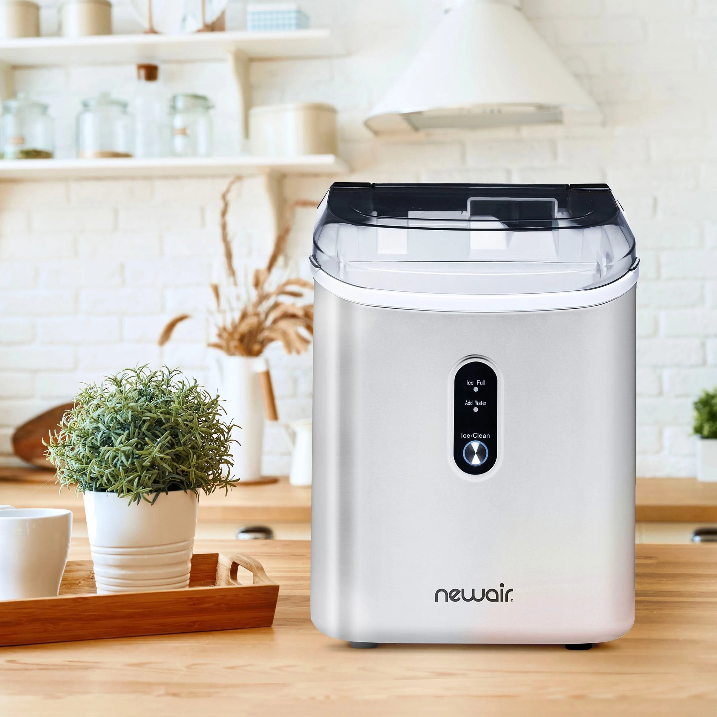 Newair Countertop Nugget Ice Maker in Matte Black or Stainless Steel, 26 lbs/Day