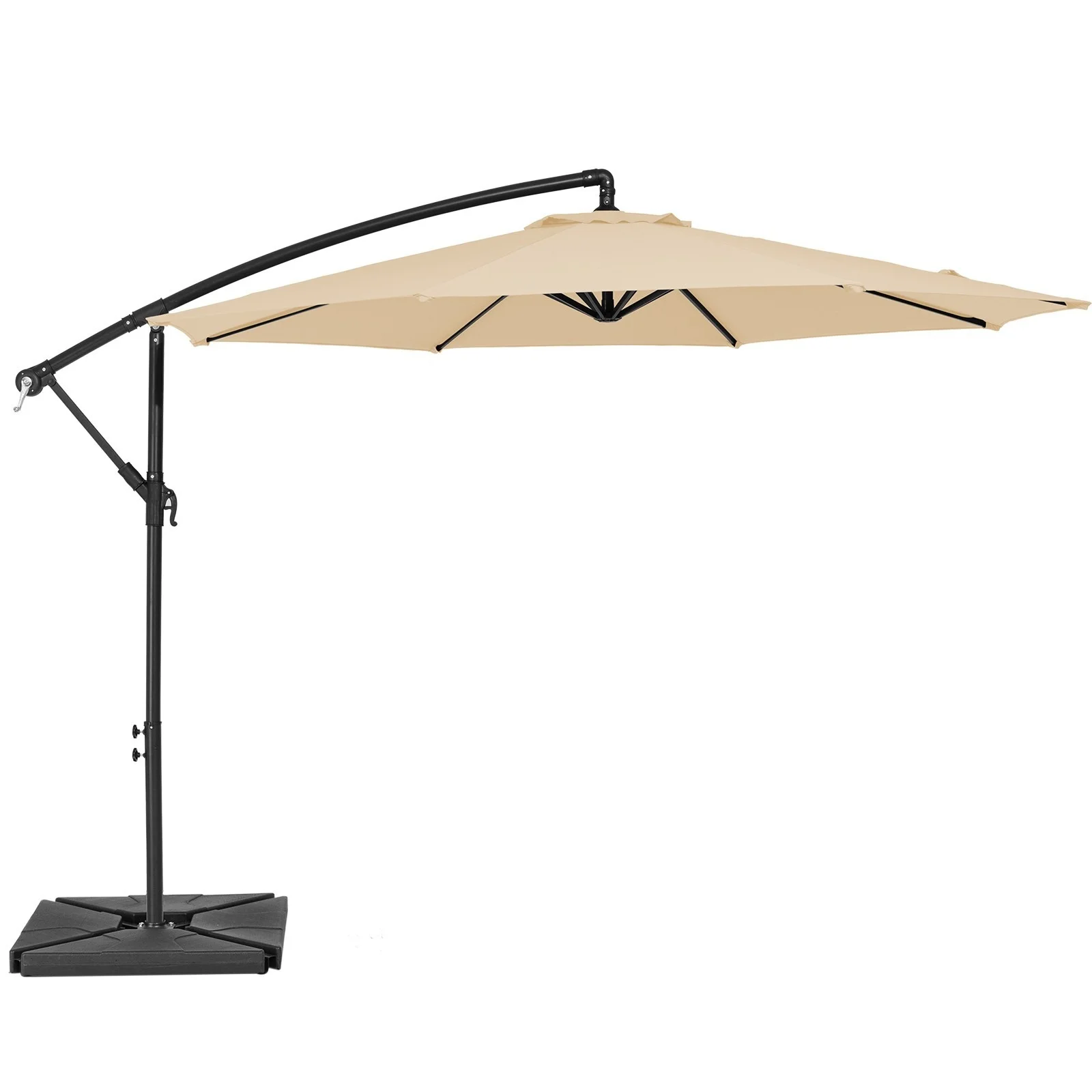 10ft Heavy Duty Patio Hanging Offset Cantilever Patio Umbrella W/ 4-Piece Base Included Included, Beige(Beige) - Image 2