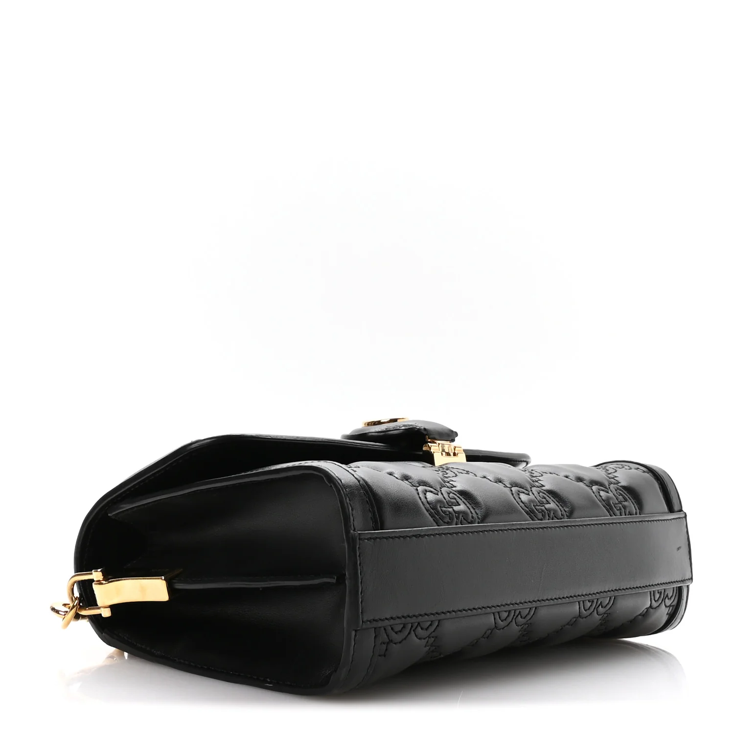 Calfskin GG Matelasse Small Flap Shoulder Bag Black Natural