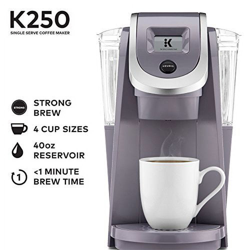 Keurig K250 Coffee Maker, Single Serve K - Cup Pod Coffee Brewer, with Strength Control, Plum Gray