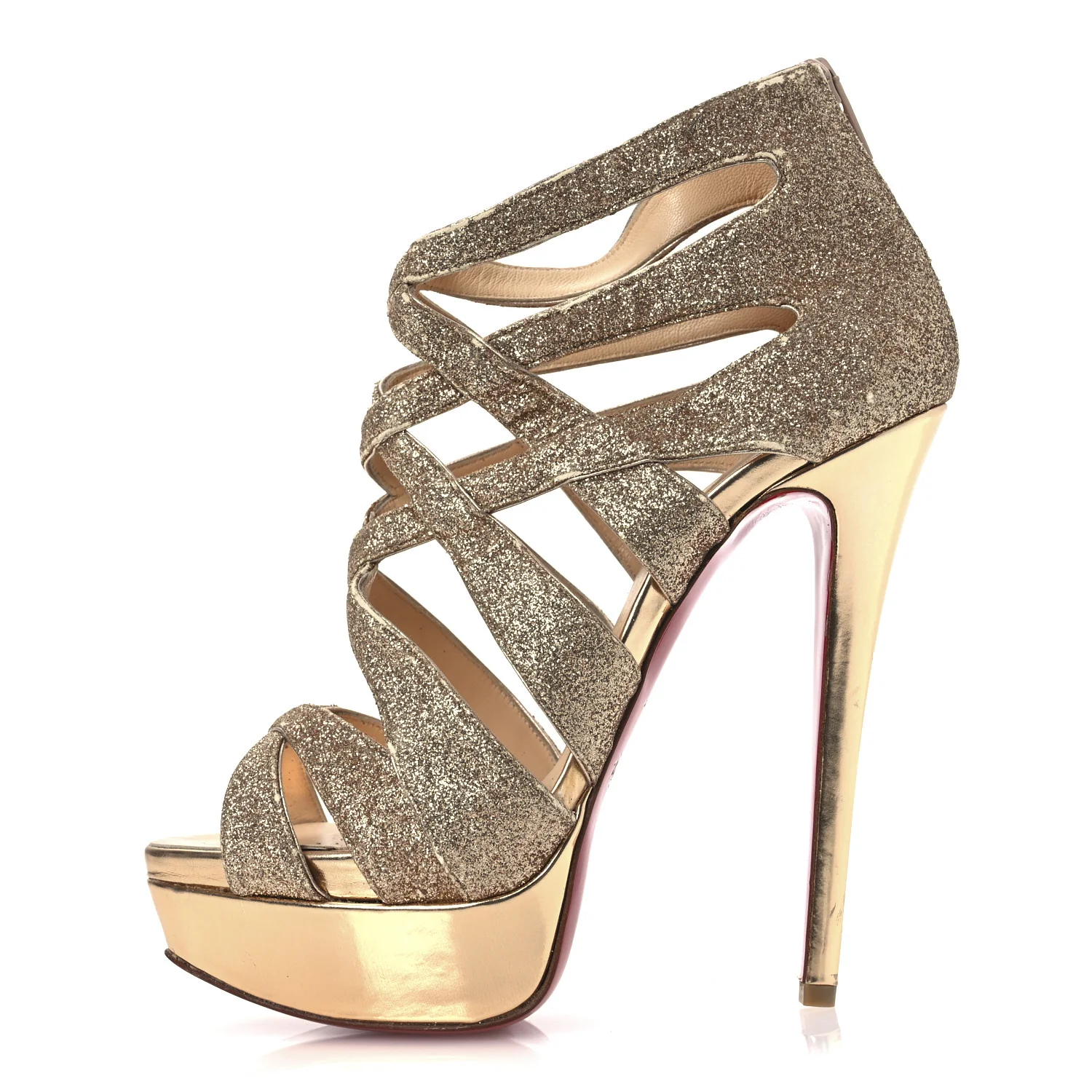 Glitter Mini Specchio Balota Platform Sandals 37.5 Gold