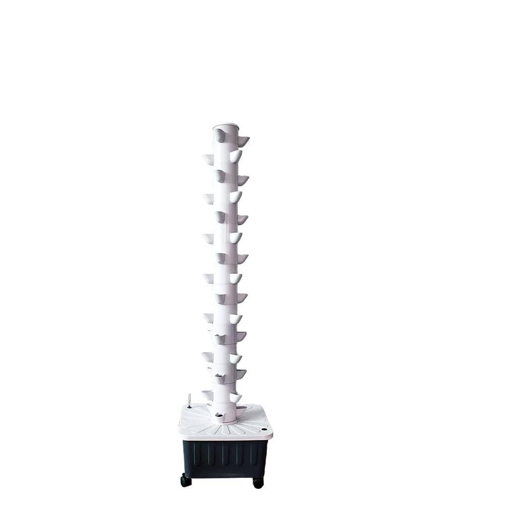 TIRUSS Vertical Hydroponic Grow Tower Aeroponic Tower for Herbs, Fruits and Vegetables 15 Layer 45 Plants Sites with Movable Water Tank Hydrating