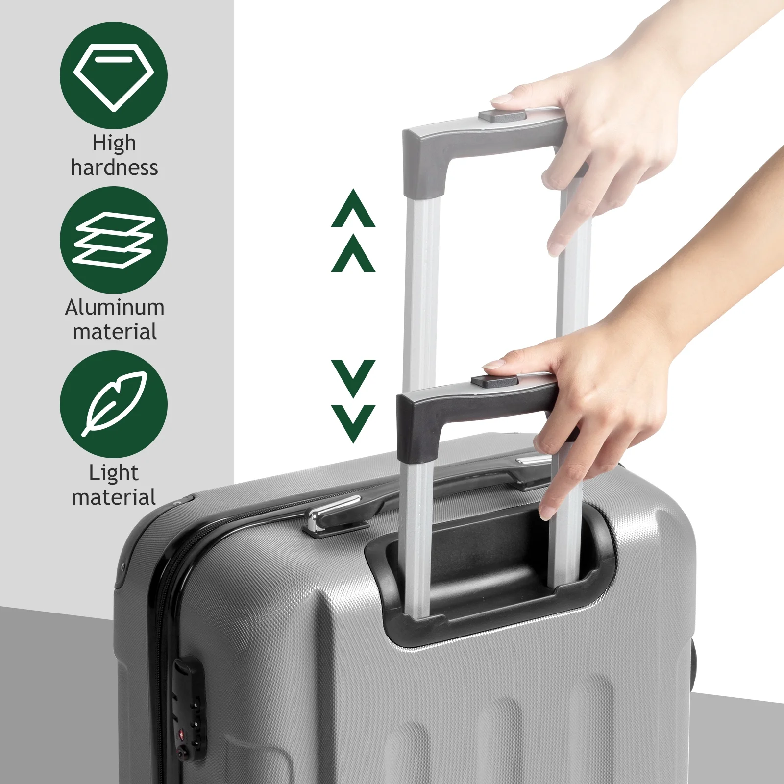 Zimtown Luggage 3 Piece Set Suitcase ABS Hardside Lightweight with TSA Lock Spinner Wheels, Beige