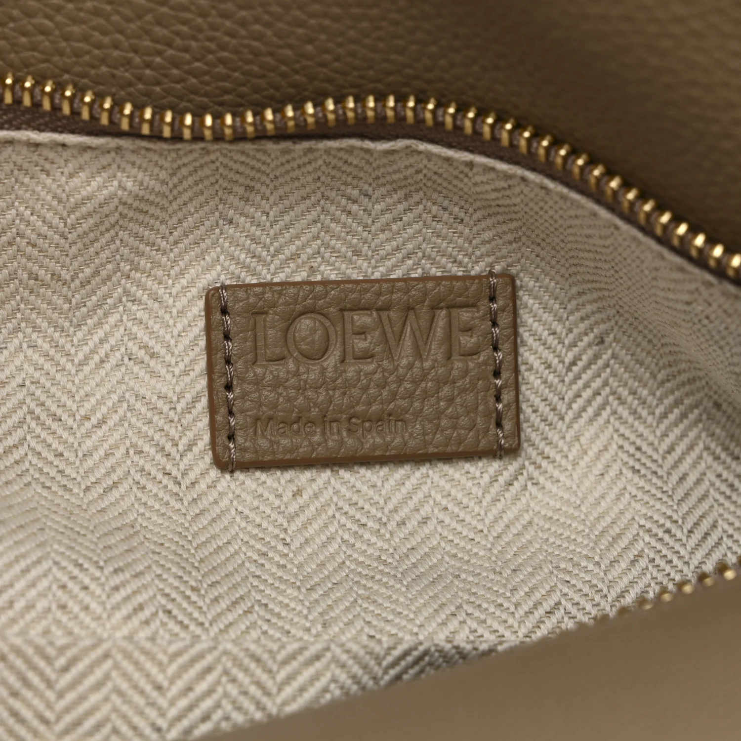 Grained Calfskin Small Puzzle Edge Bag Sand