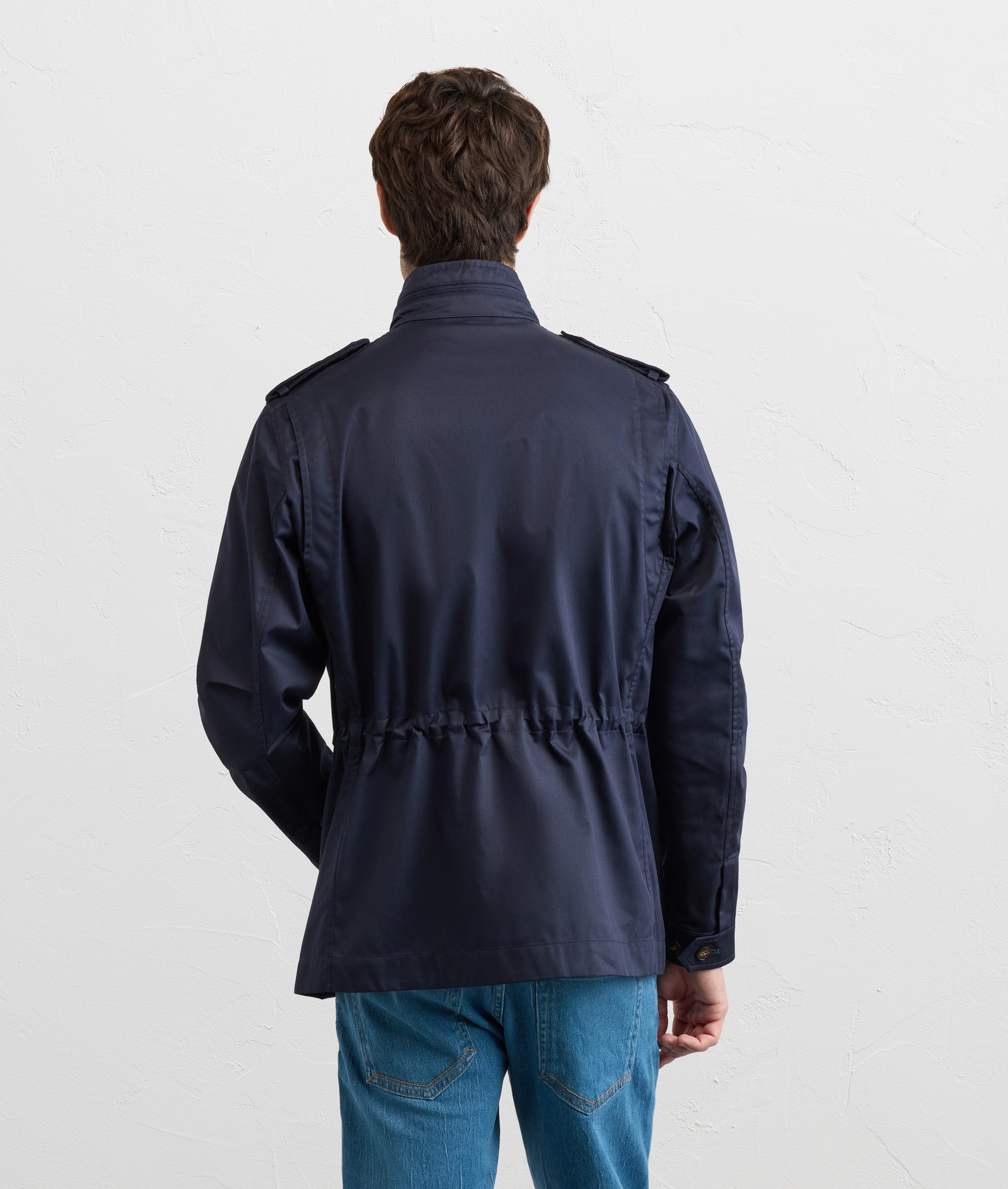 NAVY BLUE COTTON AND POLYESTER GABARDINE FIELD JACKET