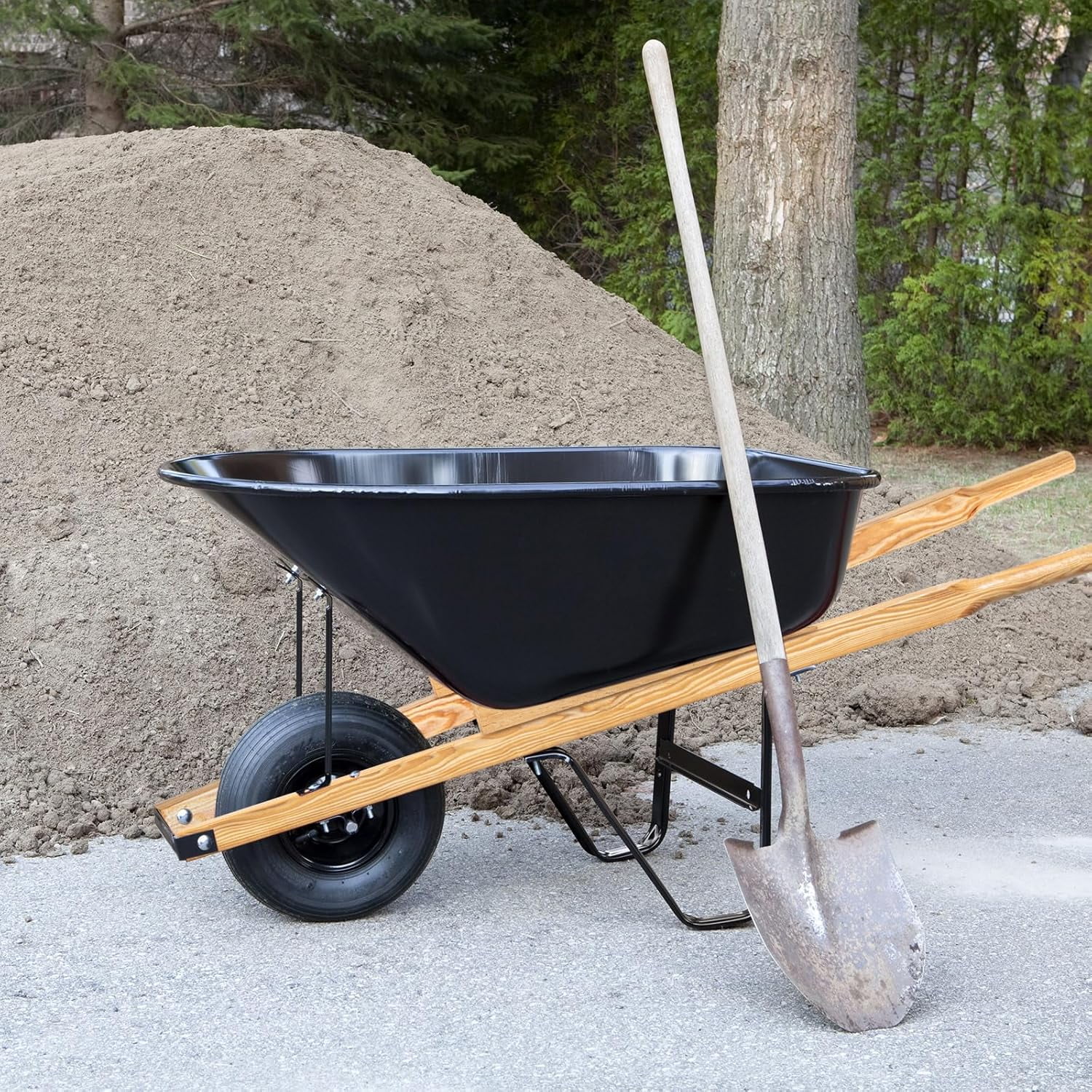 Heavy Duty Wood Wheelbarrow Handles �C 59'' Replacement Kit with 2 Wedges, Pre-Drilled Holes Seal Coat - Image 5
