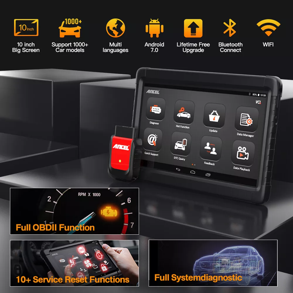 Ancel X6 Wireless OBD2 Diagnostic Scan Tool All System OBD2 Scanner Automative ABS Oil EPB BMS SAS IMMO TPS TPMS Injector Coding DPF 10 Service Tool Car Code Reader 10 in Tablet 2 Years Free Update