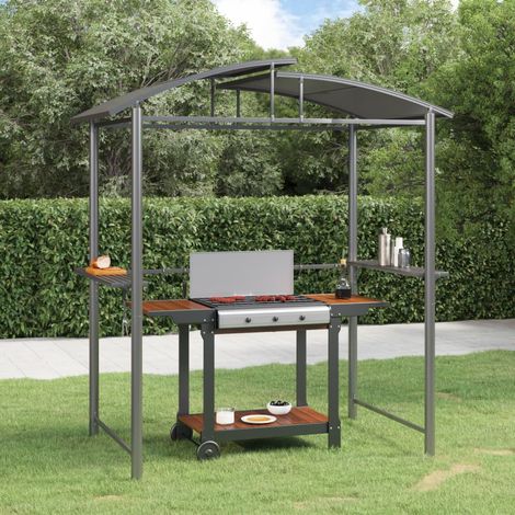 Vidaxl – Gazebo BBQ avec étagères latérales – Acier anthracite – Dimensions 210x114x230cm – Toit en polycarbonate pour ombre et ventilation — vue 1
