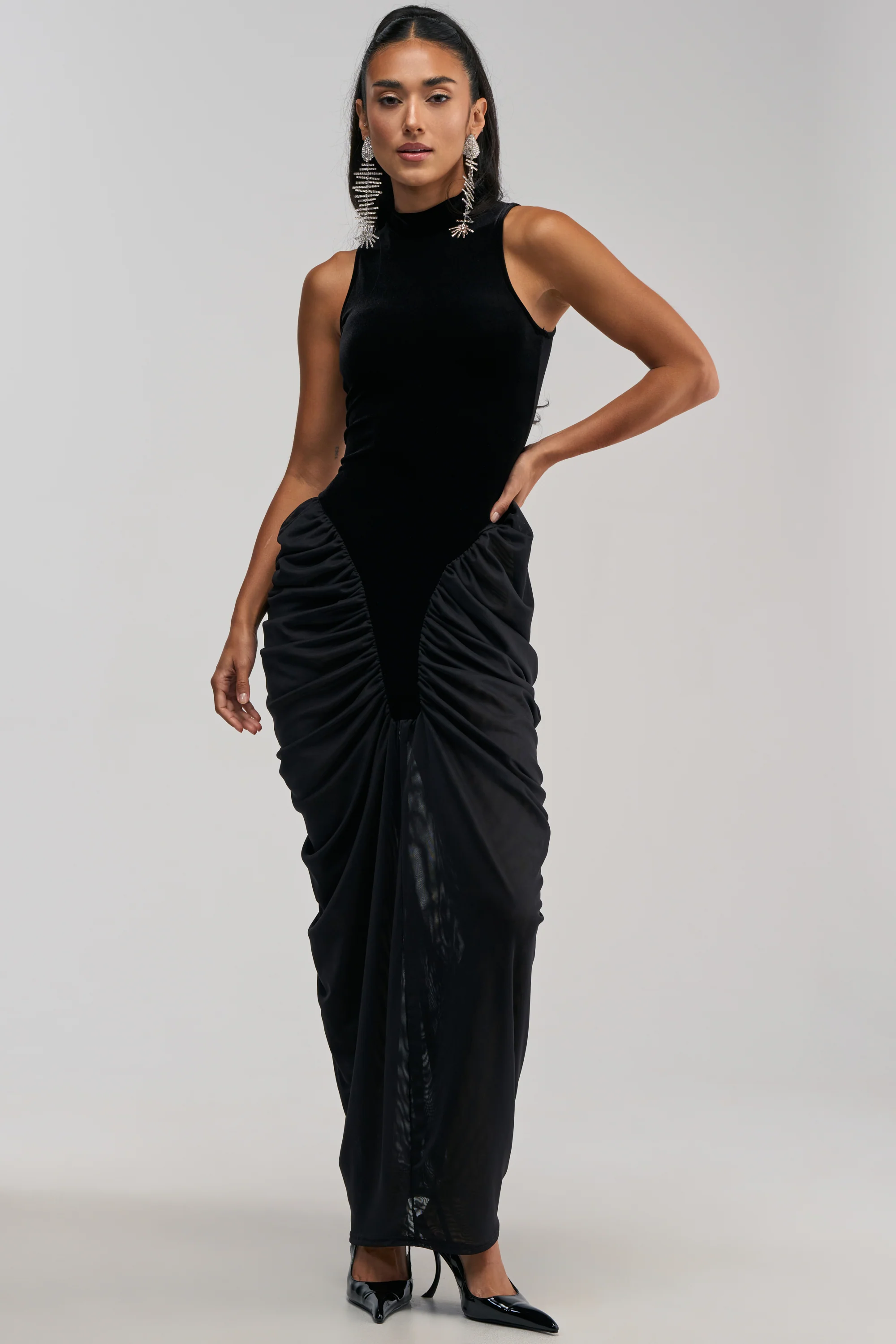 OUT FOR THE NIGHT MOCK NECK MAXI DRESS - Akira Store
