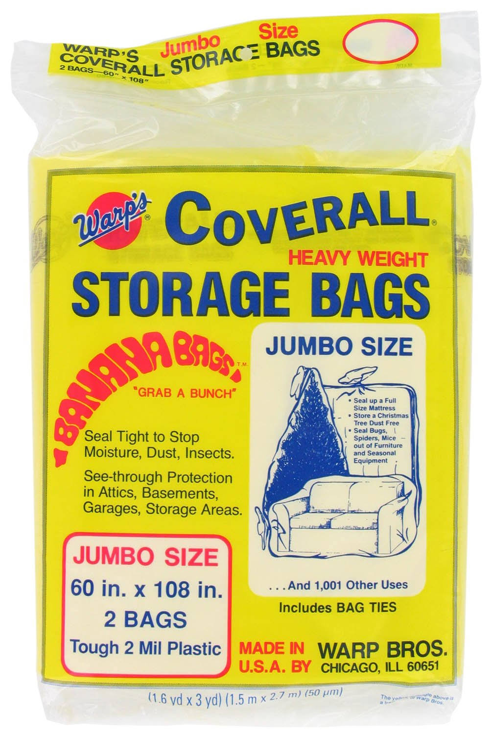 Wraps Banana Bag Jumbo Storage Bags, 60