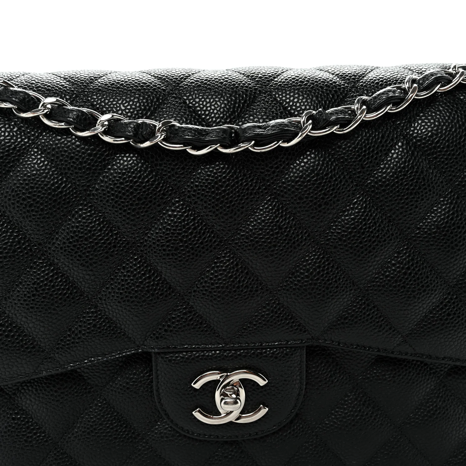 Caviar Quilted Jumbo Double Flap Black