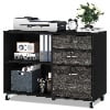 3 Drawer Wood Lateral Filing Cabinet with Locks, Printer Stand Storage File Cabinet with Shelves for Home Office, White(Black) Image 4