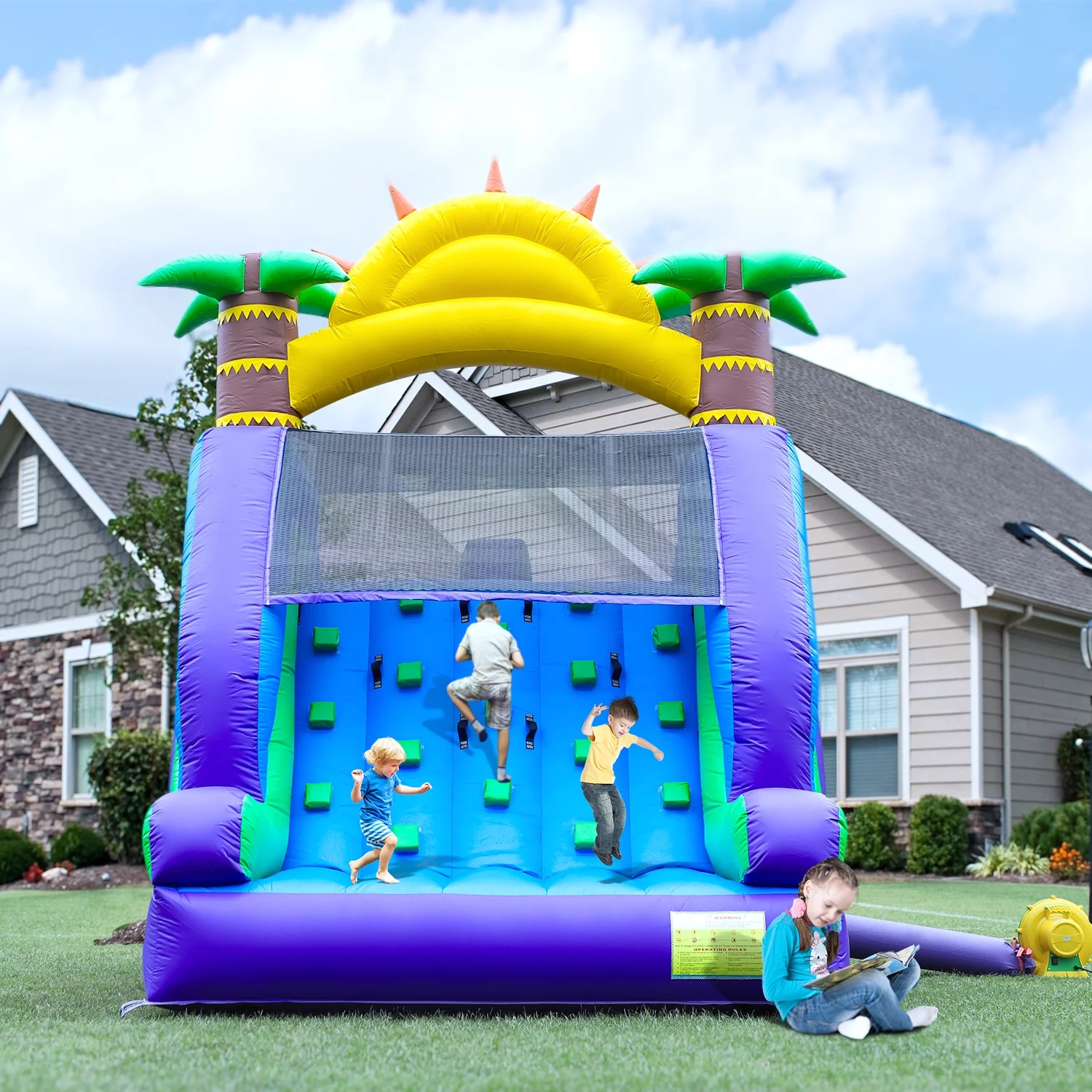 26FT Inflatable Double Water Slide for Kids Adults, PVC Inflatable Water Park with Blower, Giant Splash Pool for Backyard Outdoor Fun, 26'L x 12'W x 14'H(26x12x14FT/Multicolour) Image 5