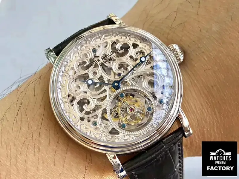 Patek Philippe Tourbillon 316L Stainless Steel Skeleton Dial