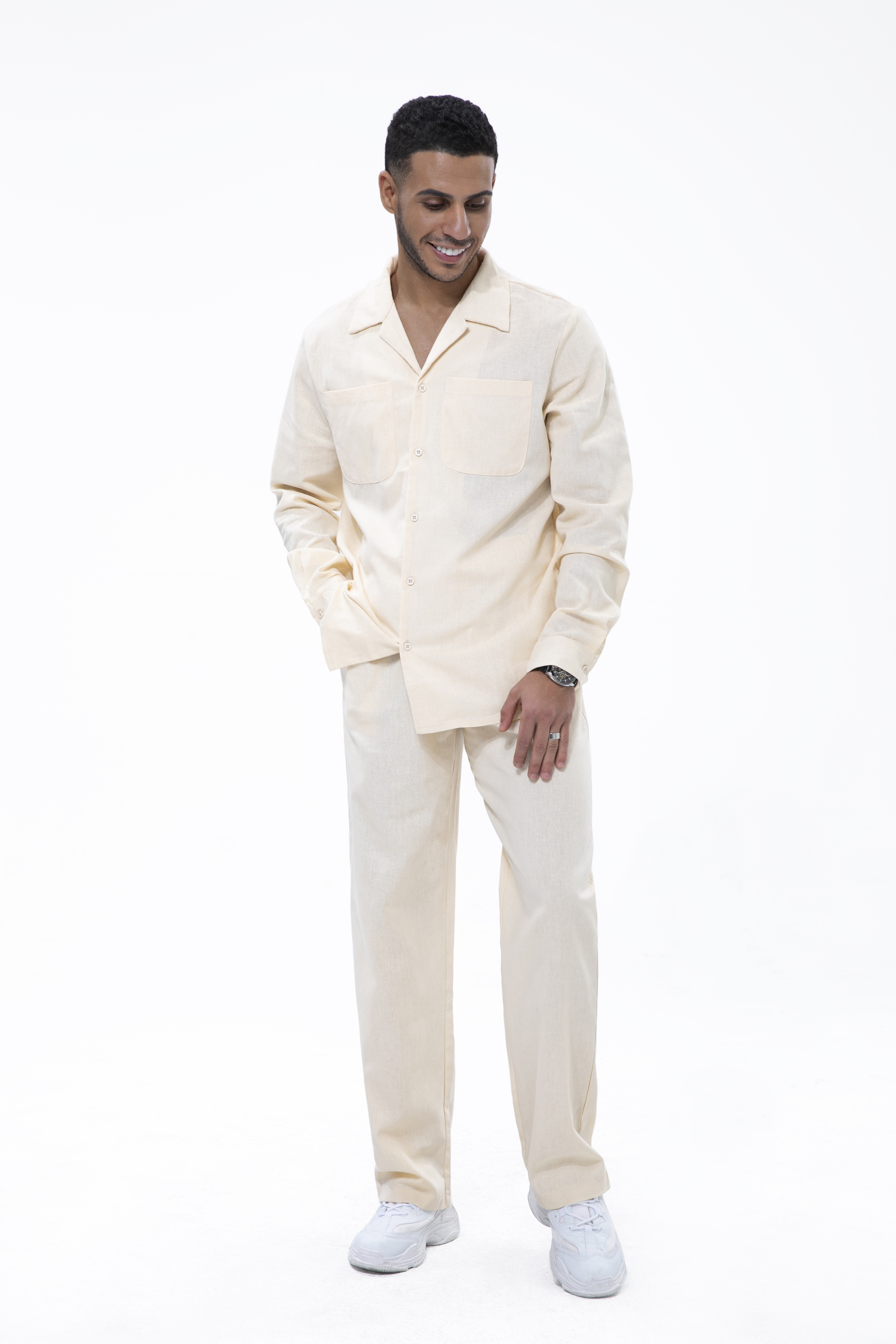 Ensemble de marche 2 pièces en coton et lin pour homme Suitmens