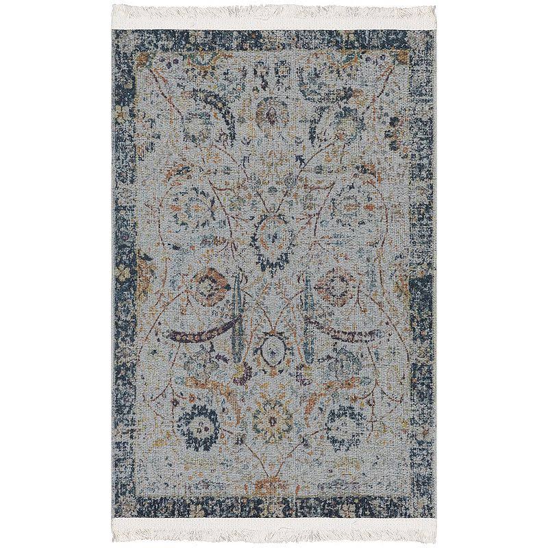 Ottomanson Machine Washable Wrinkle Free Oriental Design Cotton 5x7 Traditional Flatweave Area Rug for Living Room, Bedroom, Kitchen, Bathroom, 5' x