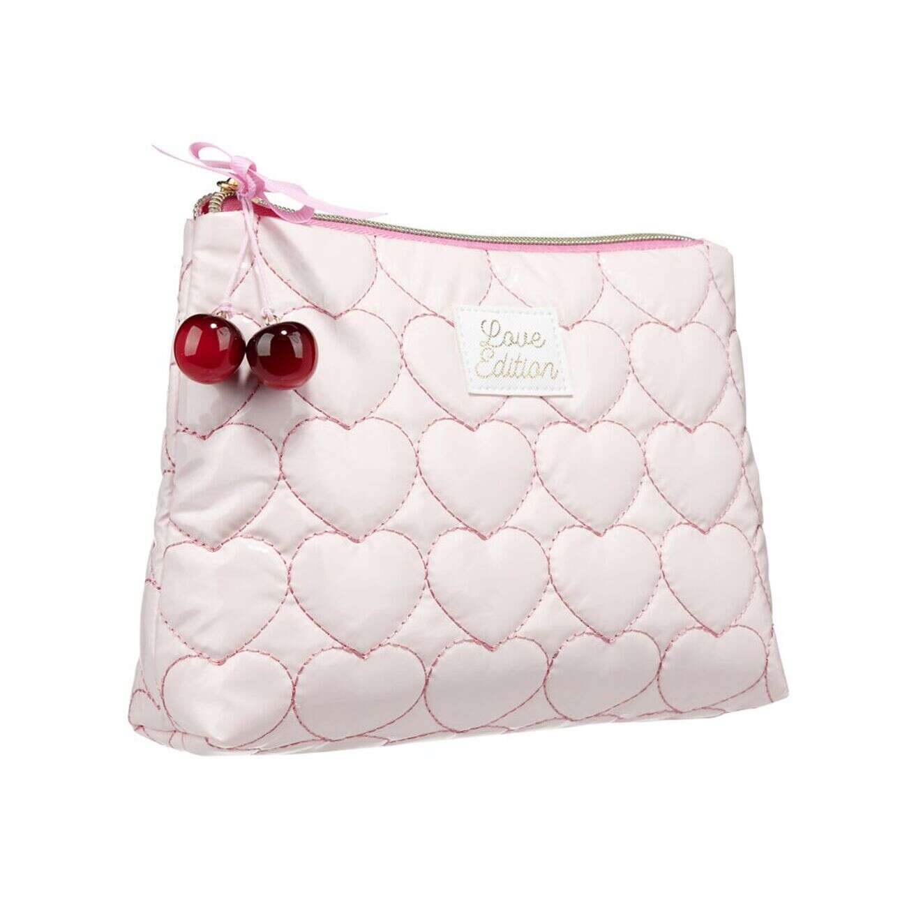 Trousse de toilette coton motif coeur rose 15,5x21cm