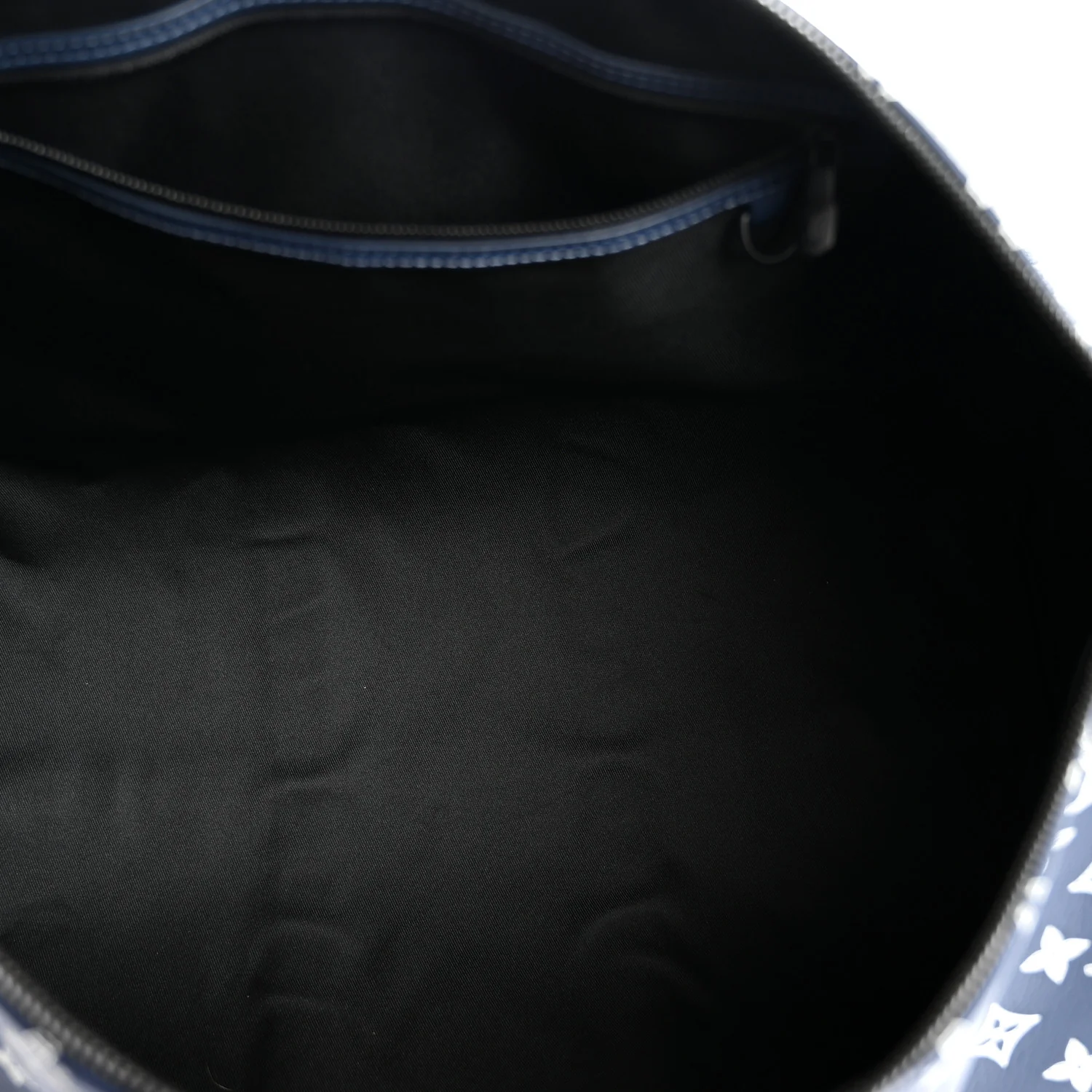 Calfskin Shadow Monogram Keepall Bandouliere 50 Ink Blue White