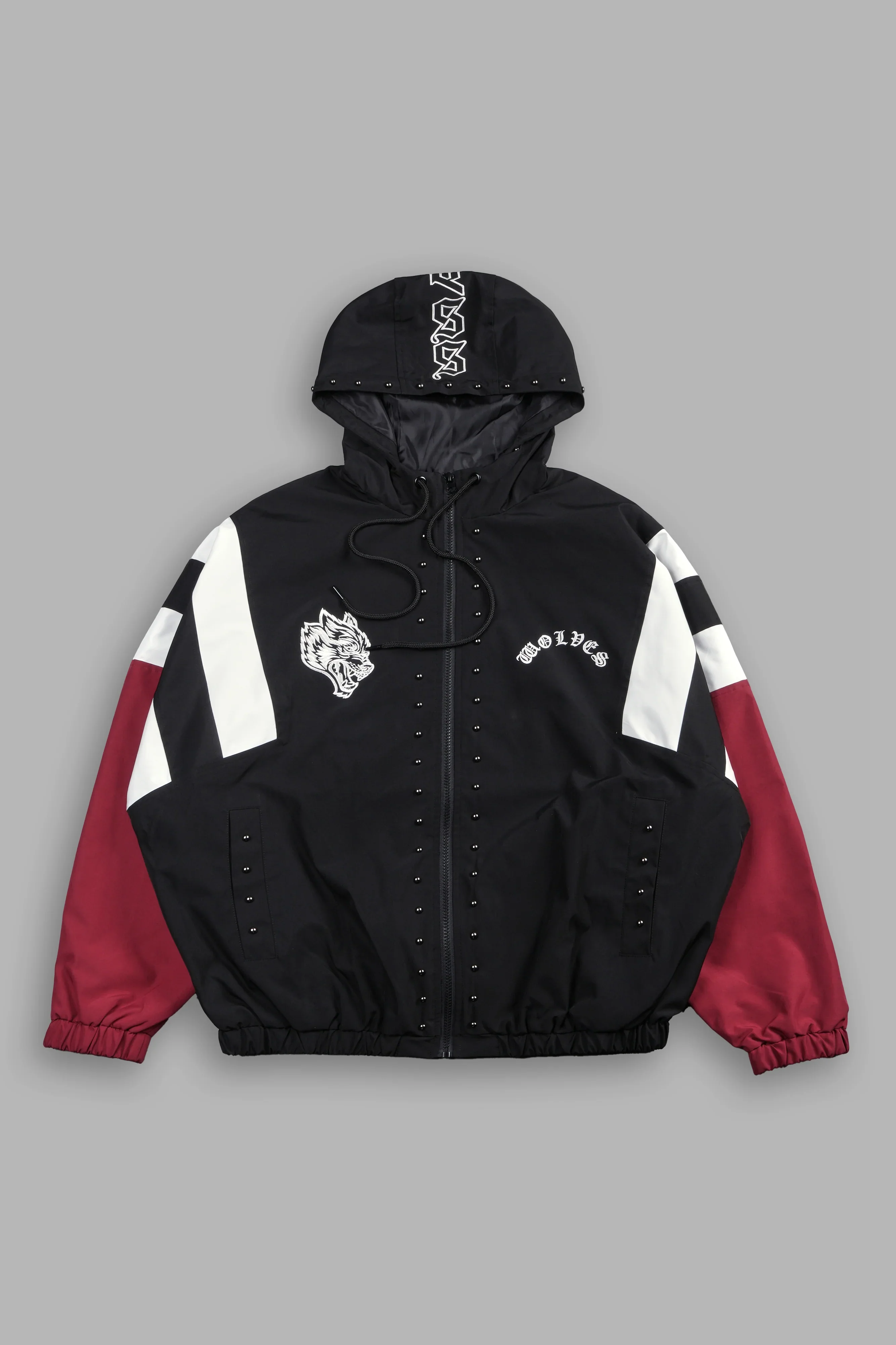 Lobo Chopper Brolic Track Jacket In Black/Cherry Red