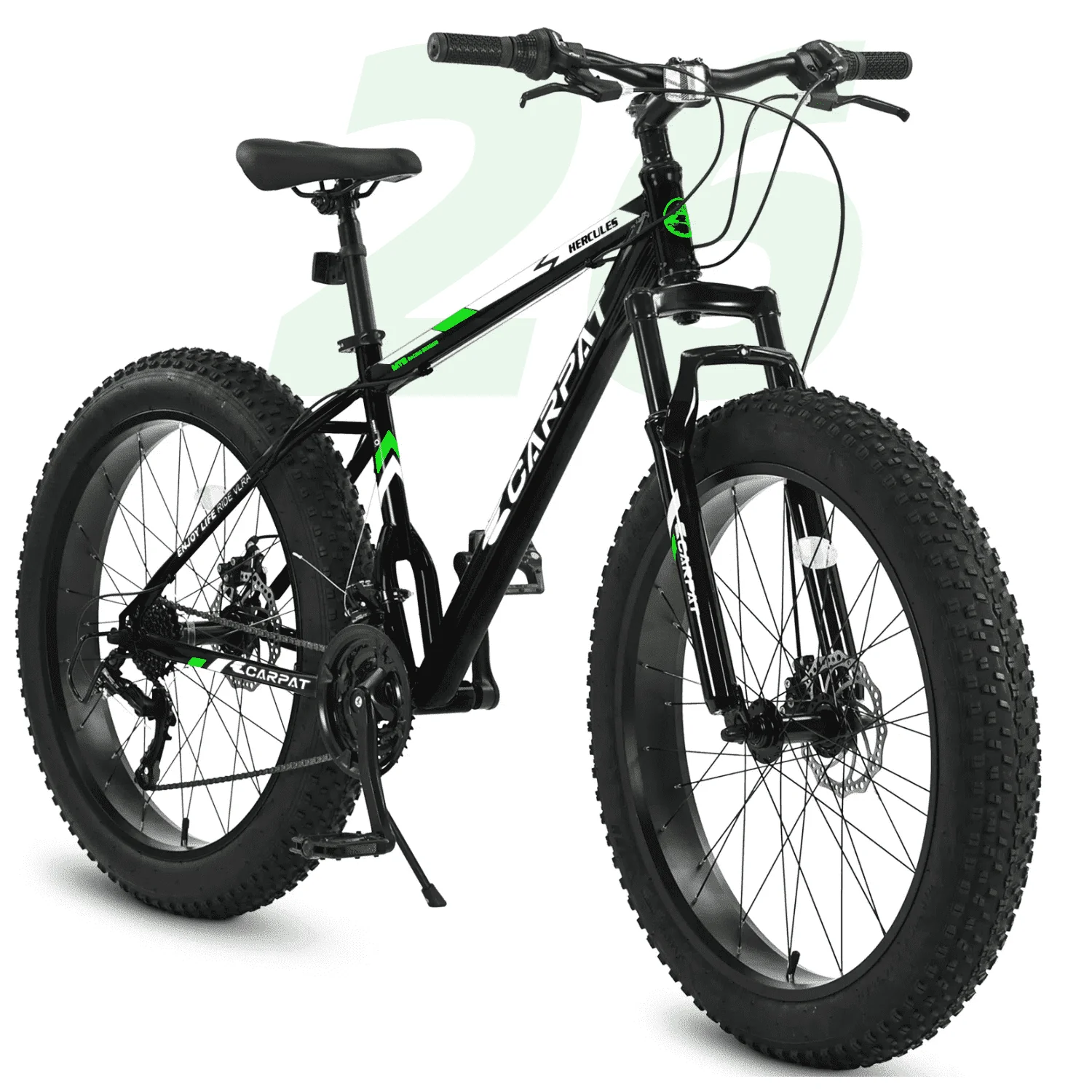 Ambifirner 26 inch City Bike Fat Tire Mountain Bike - Full Shimano 21 Speed - Dual Disc Brake - High-Carbon Steel Frame - Front Suspension for Gift