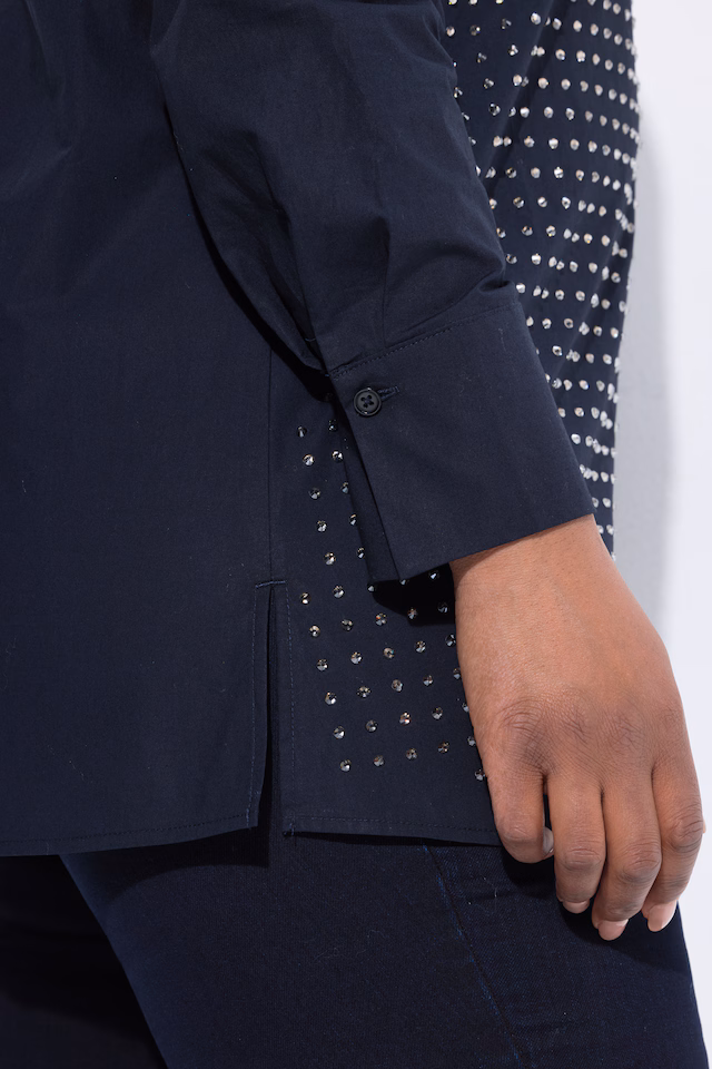 Rhinestone Studded Button Down Blouse