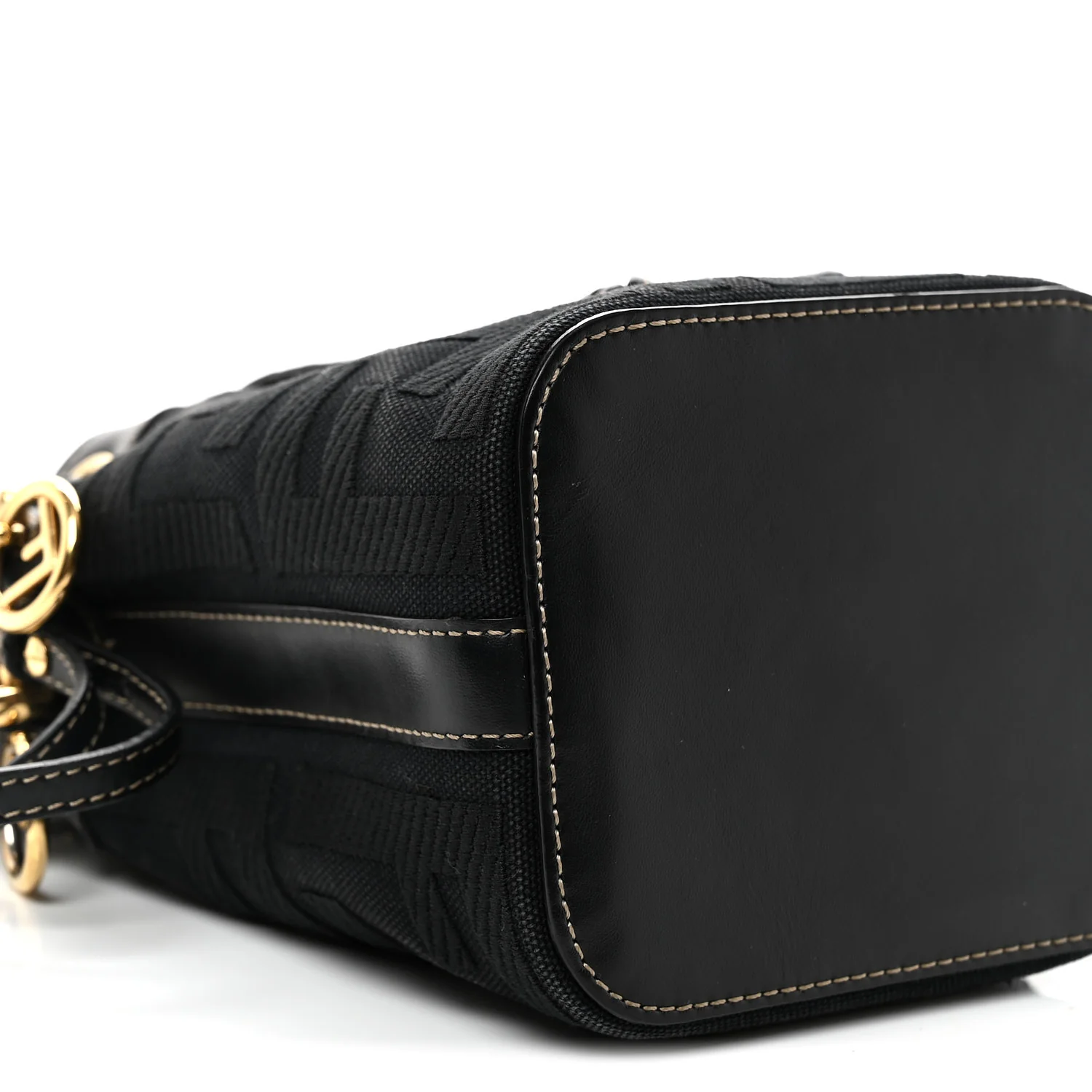Canvas Vitello King F is Fendi FF Embroidered Mini Mon Tresor Bucket Bag Black