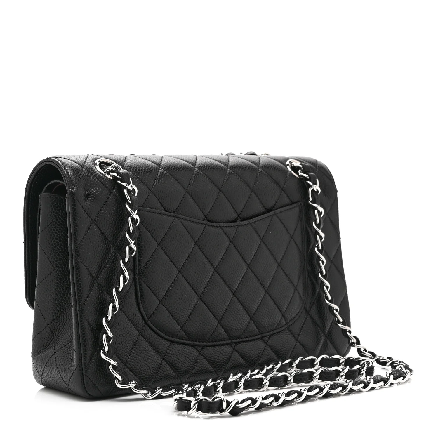Caviar Quilted Medium Double Flap Black
